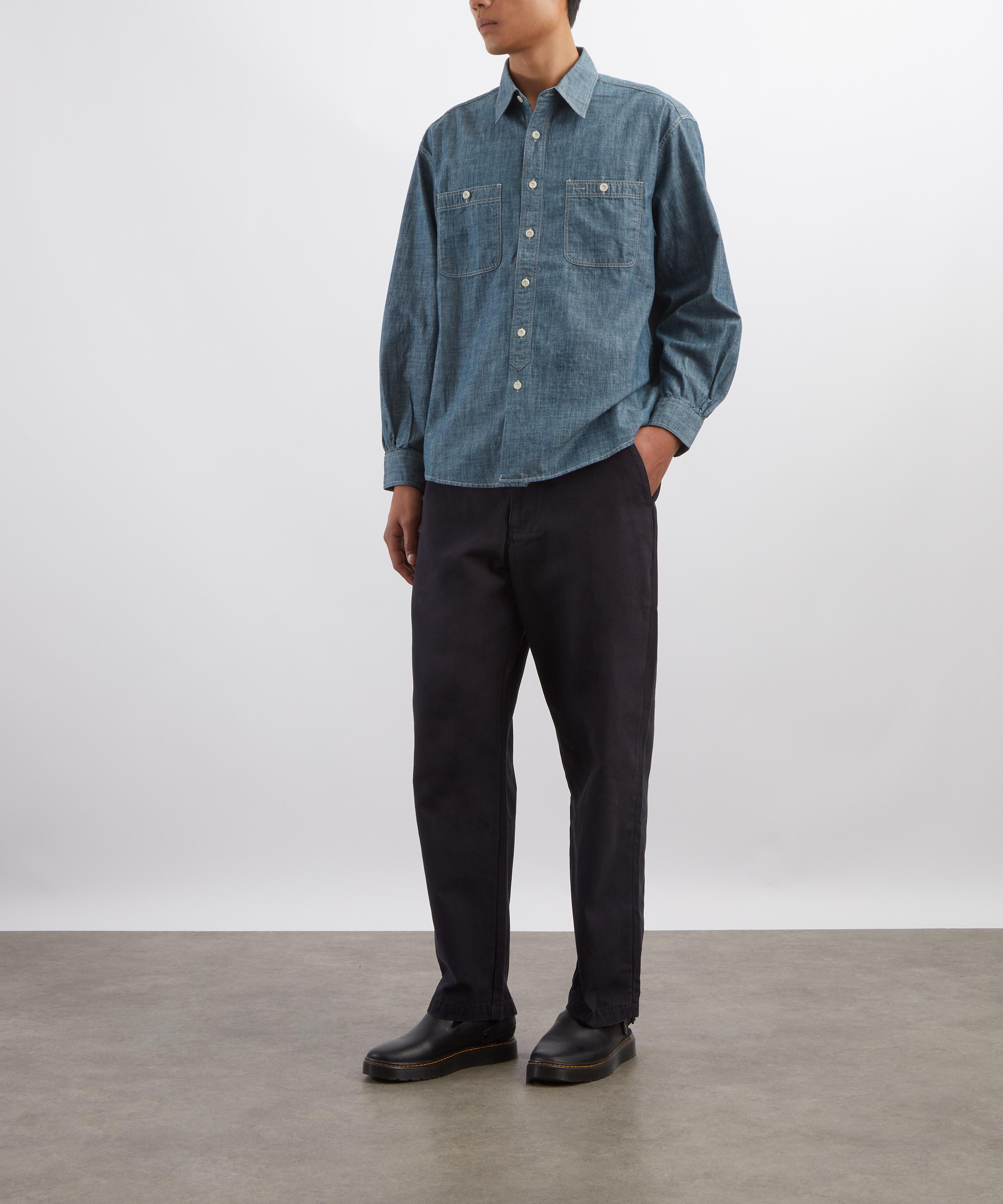 FrizmWORKS - Kuroki Chambray Work Shirt in Washed Blue image number 1