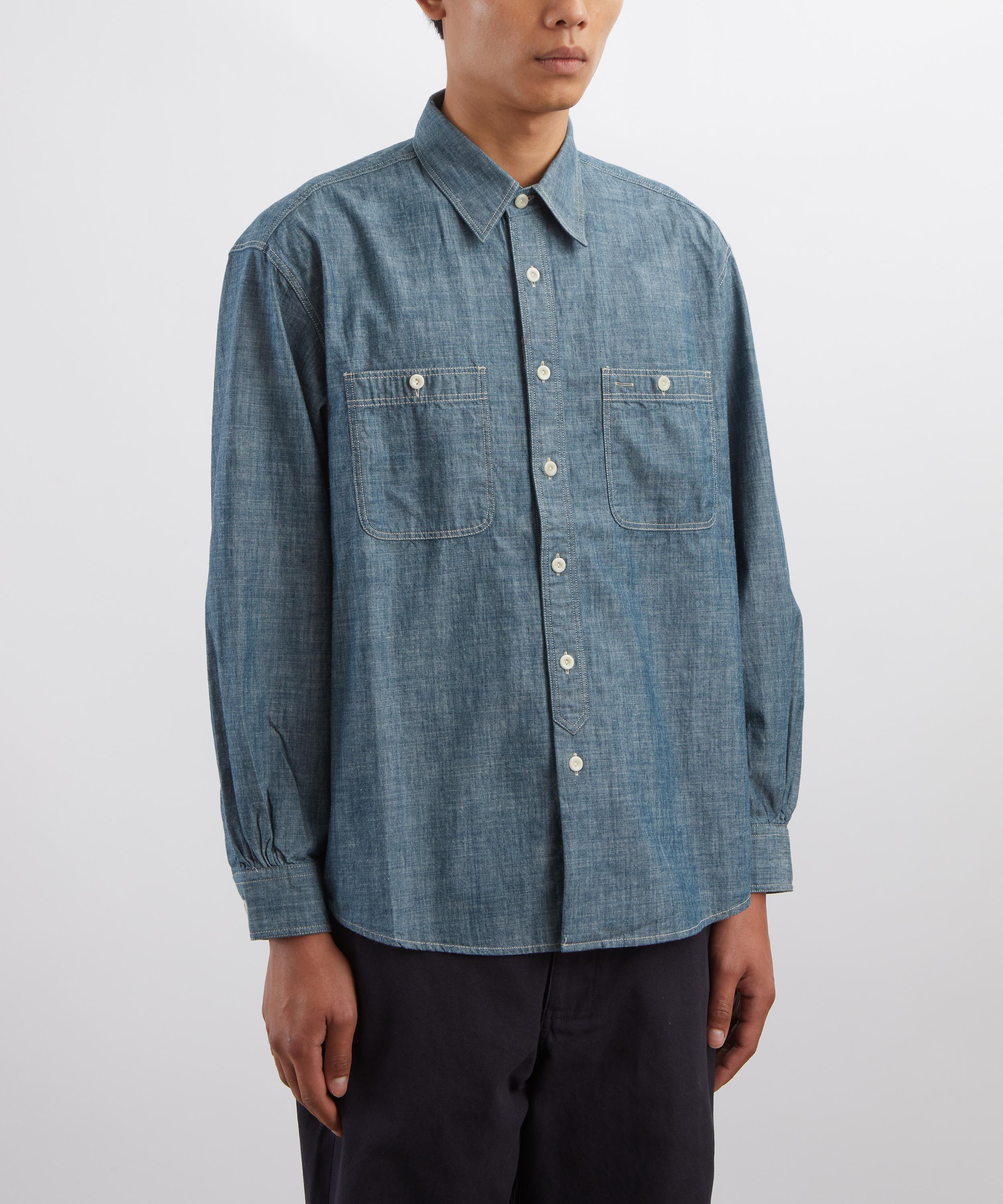 FrizmWORKS - Kuroki Chambray Work Shirt in Washed Blue image number 2