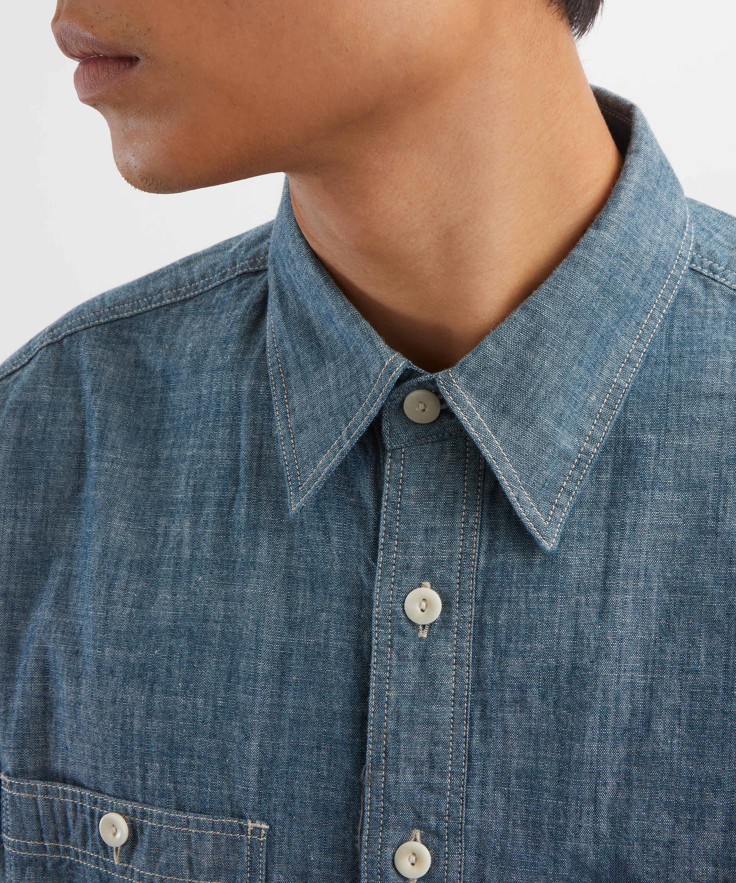 FrizmWORKS - Kuroki Chambray Work Shirt in Washed Blue image number 4