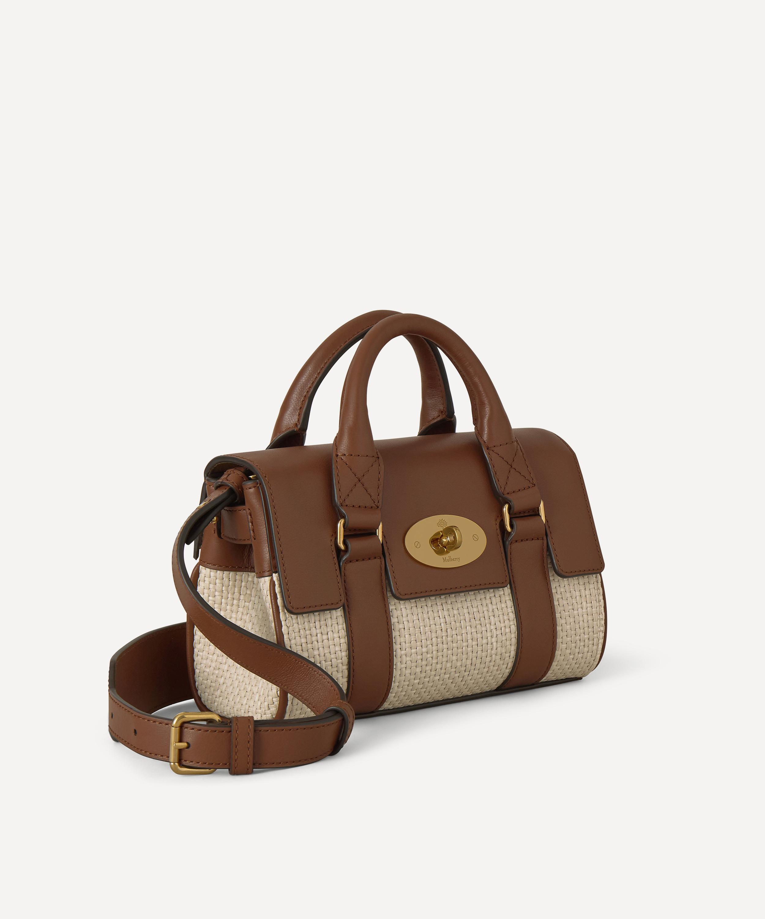 Mulberry - Ecru Bright Oak Raffia Leather Trim Mini Bayswater Bag image number 2