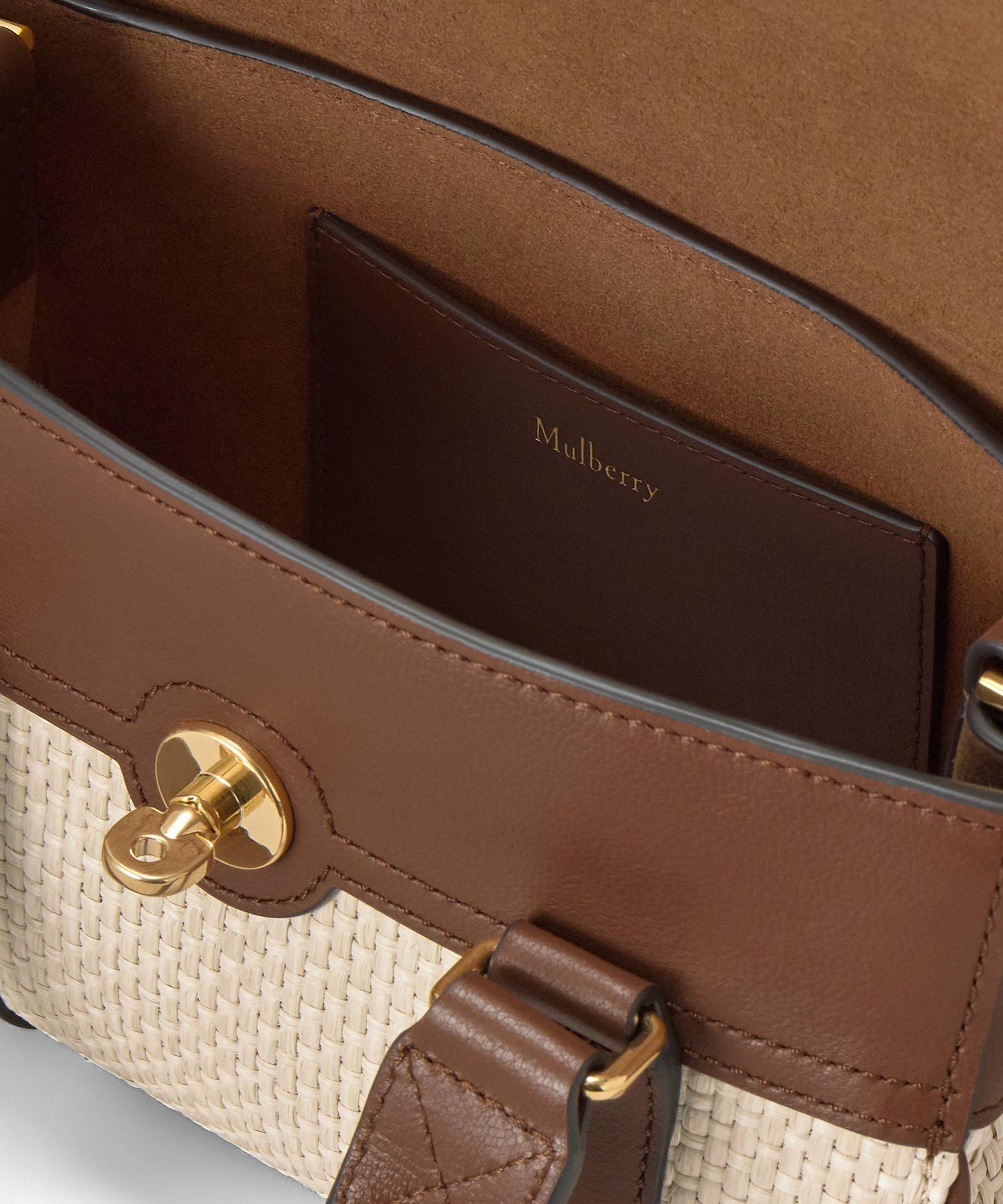 Mulberry - Ecru Bright Oak Raffia Leather Trim Mini Bayswater Bag image number 4
