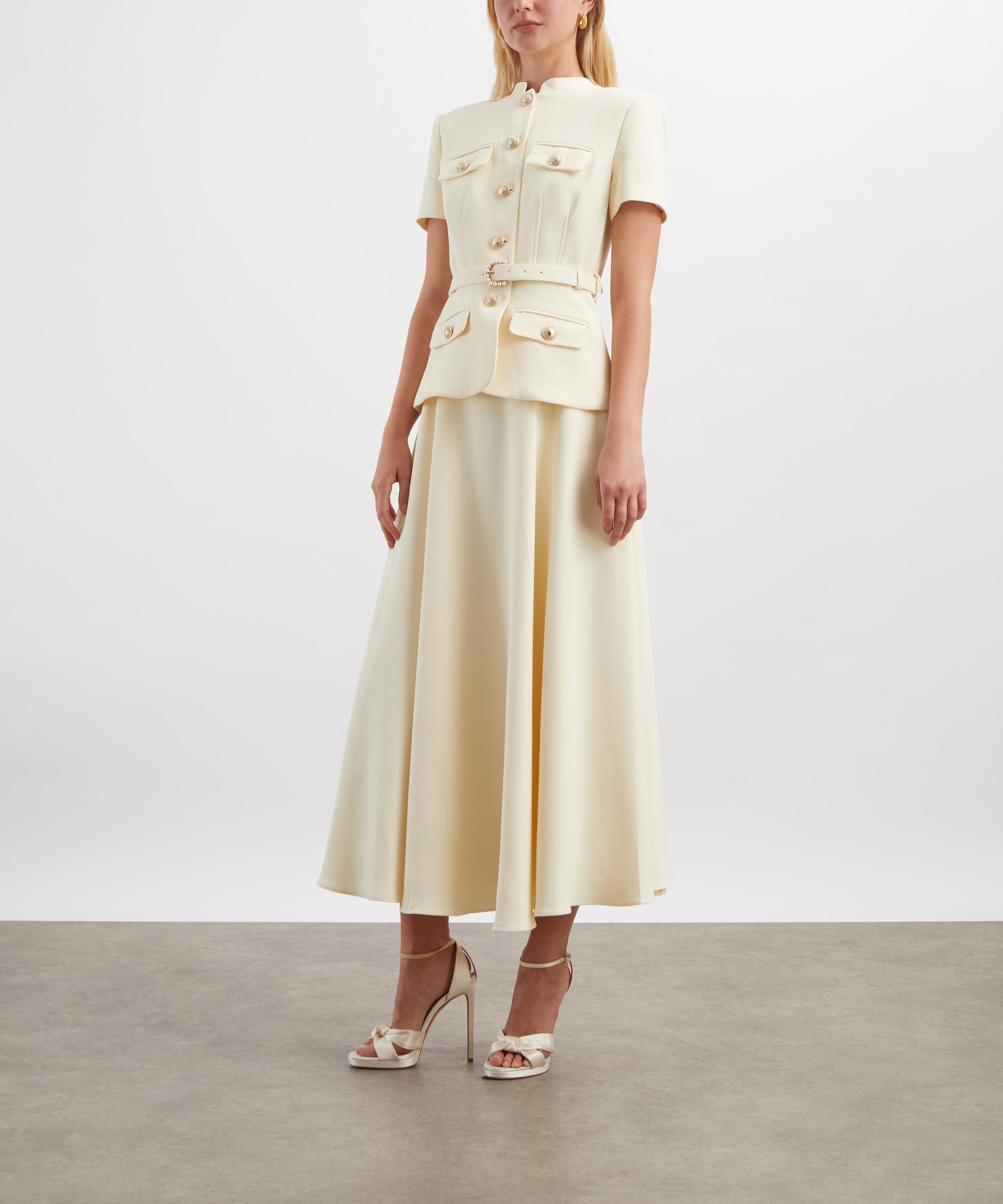 Self-Portrait - Yellow Crepe Tailored Midi Dress image number 1