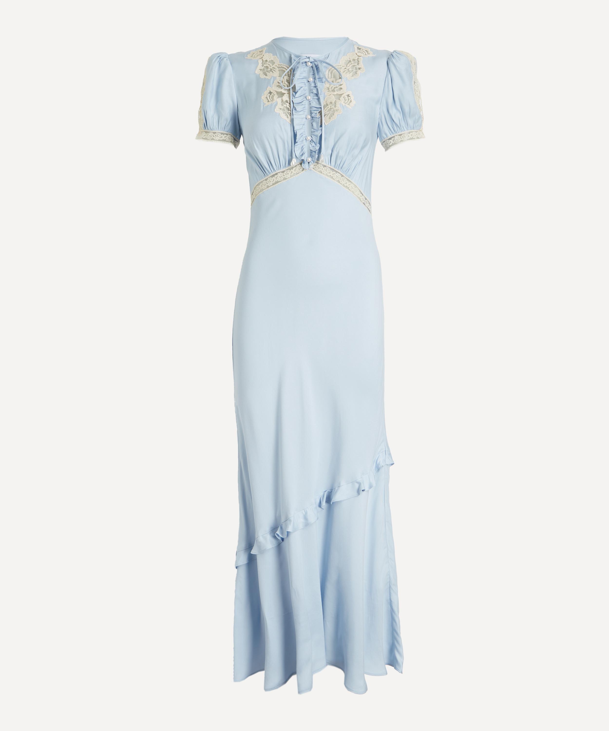 Self-Portrait - Blue Viscose Lace Midi Dress