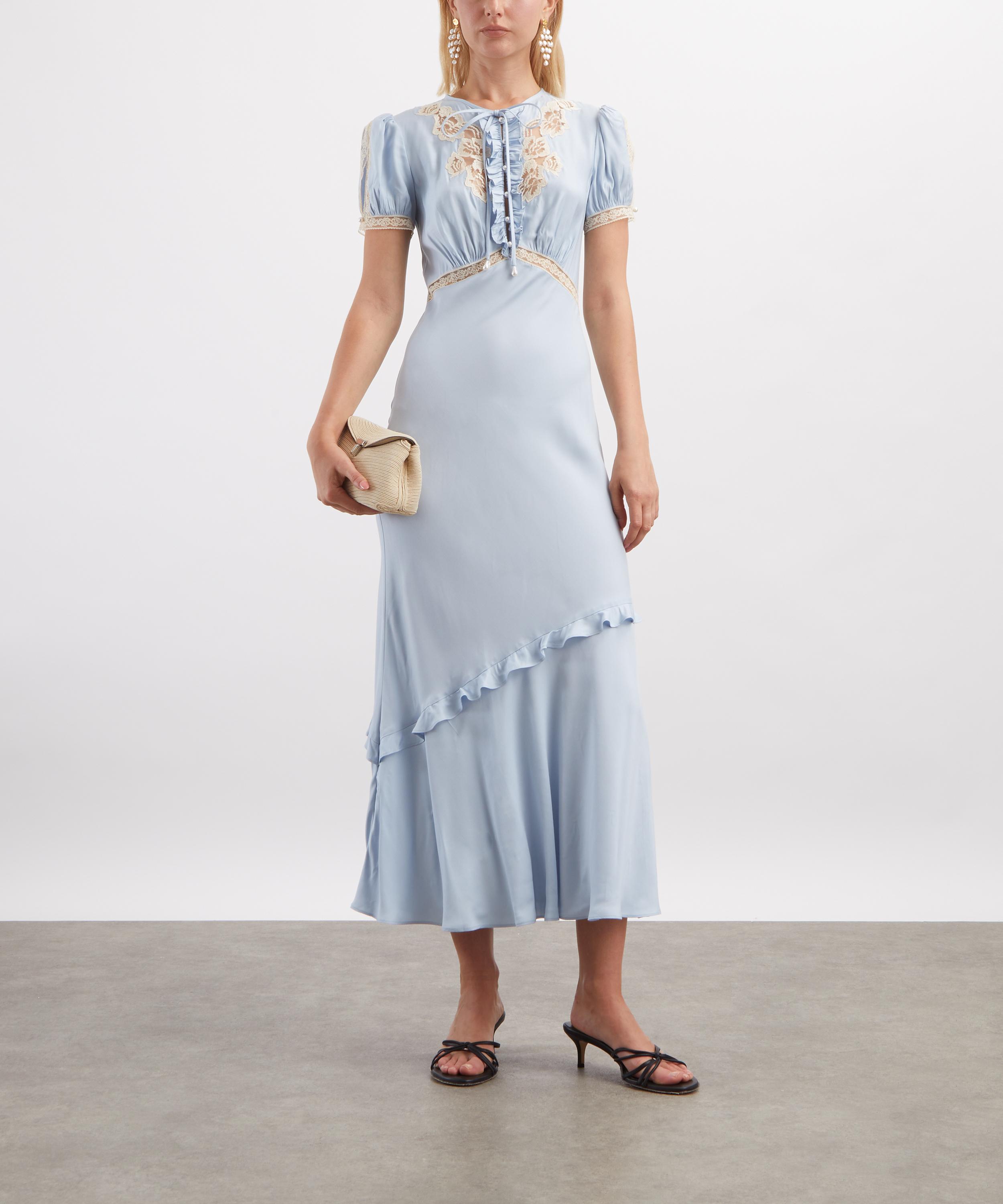 Self-Portrait - Blue Viscose Lace Midi Dress image number 1