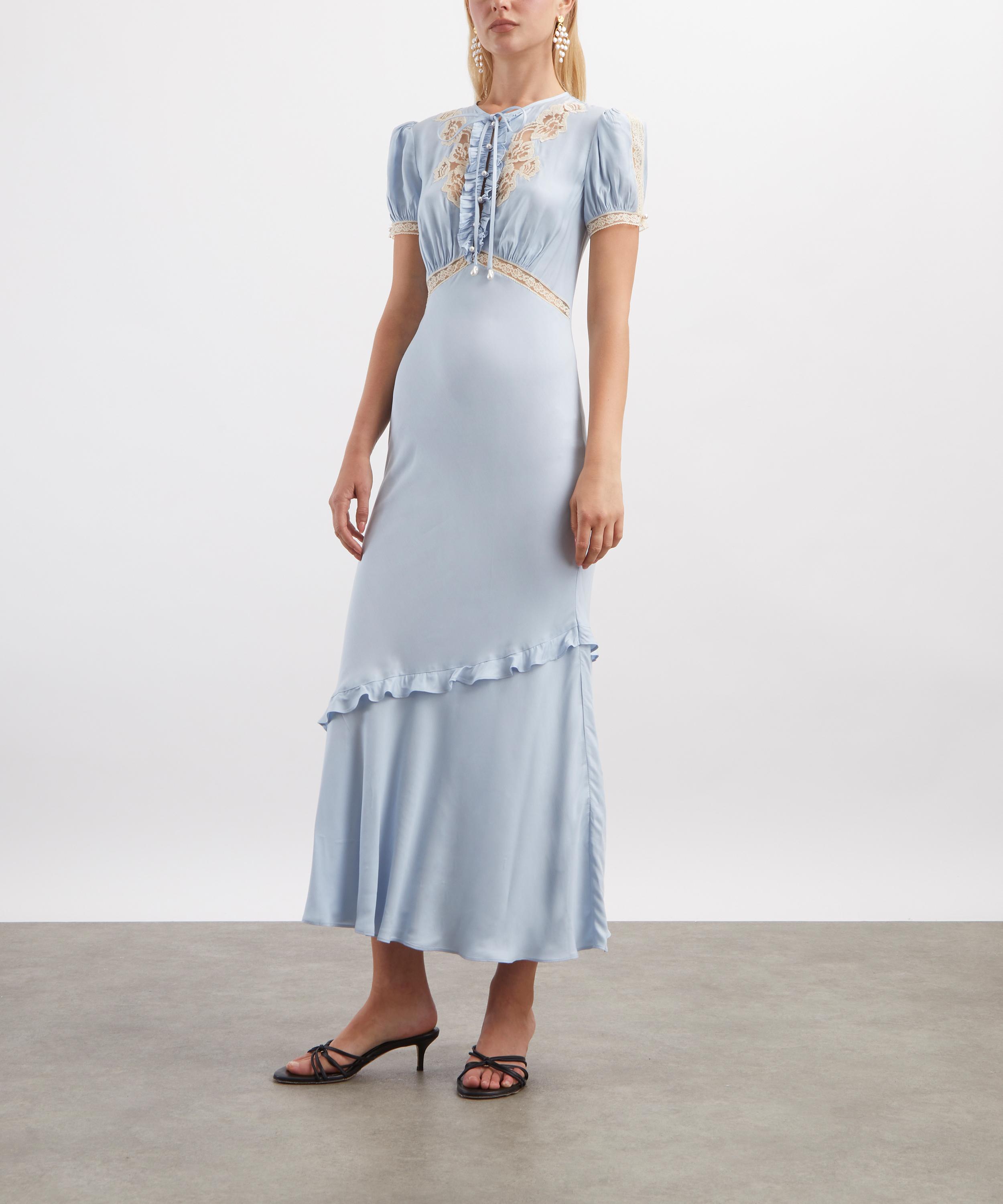Self-Portrait - Blue Viscose Lace Midi Dress image number 2