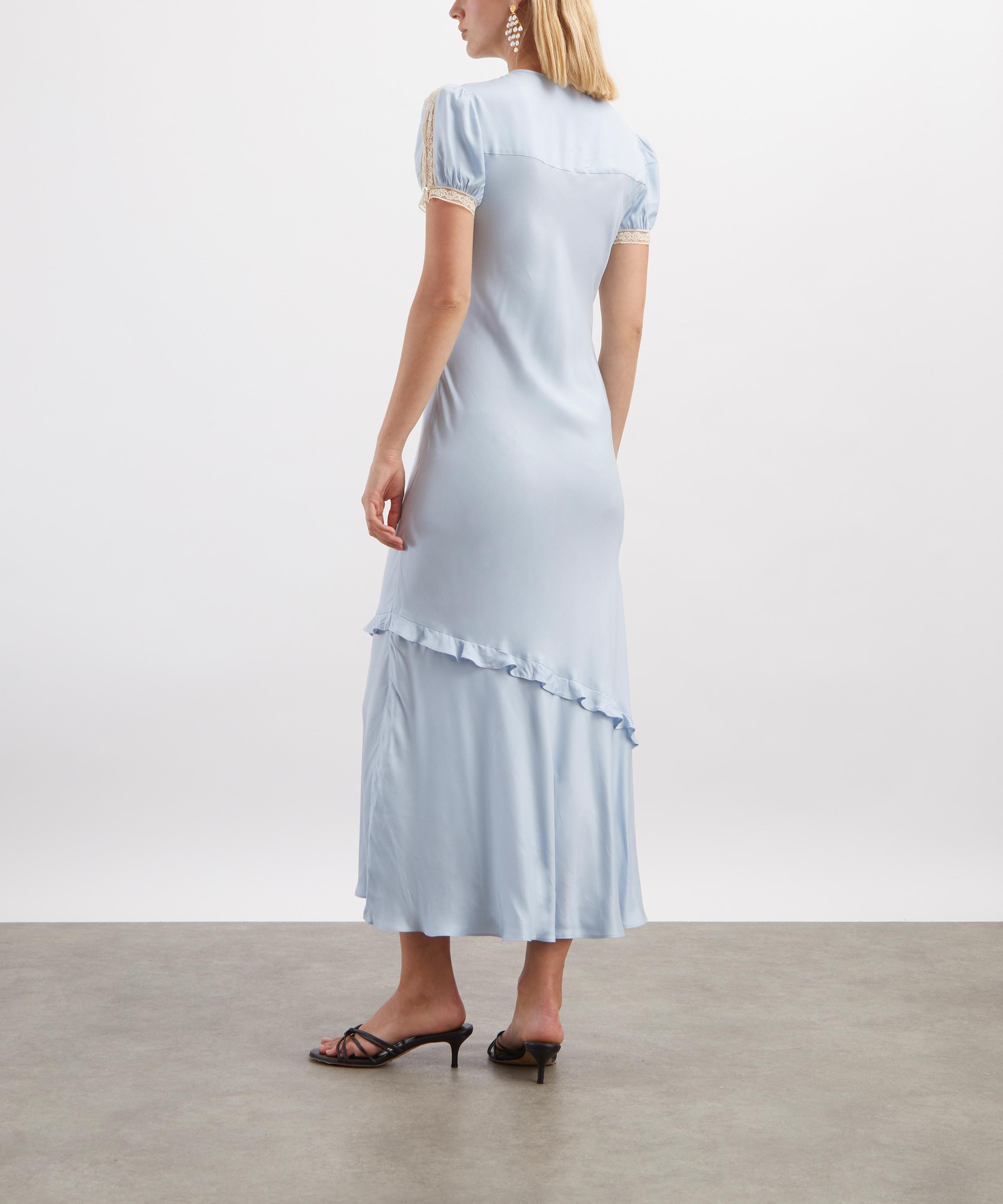 Self-Portrait - Blue Viscose Lace Midi Dress image number 3