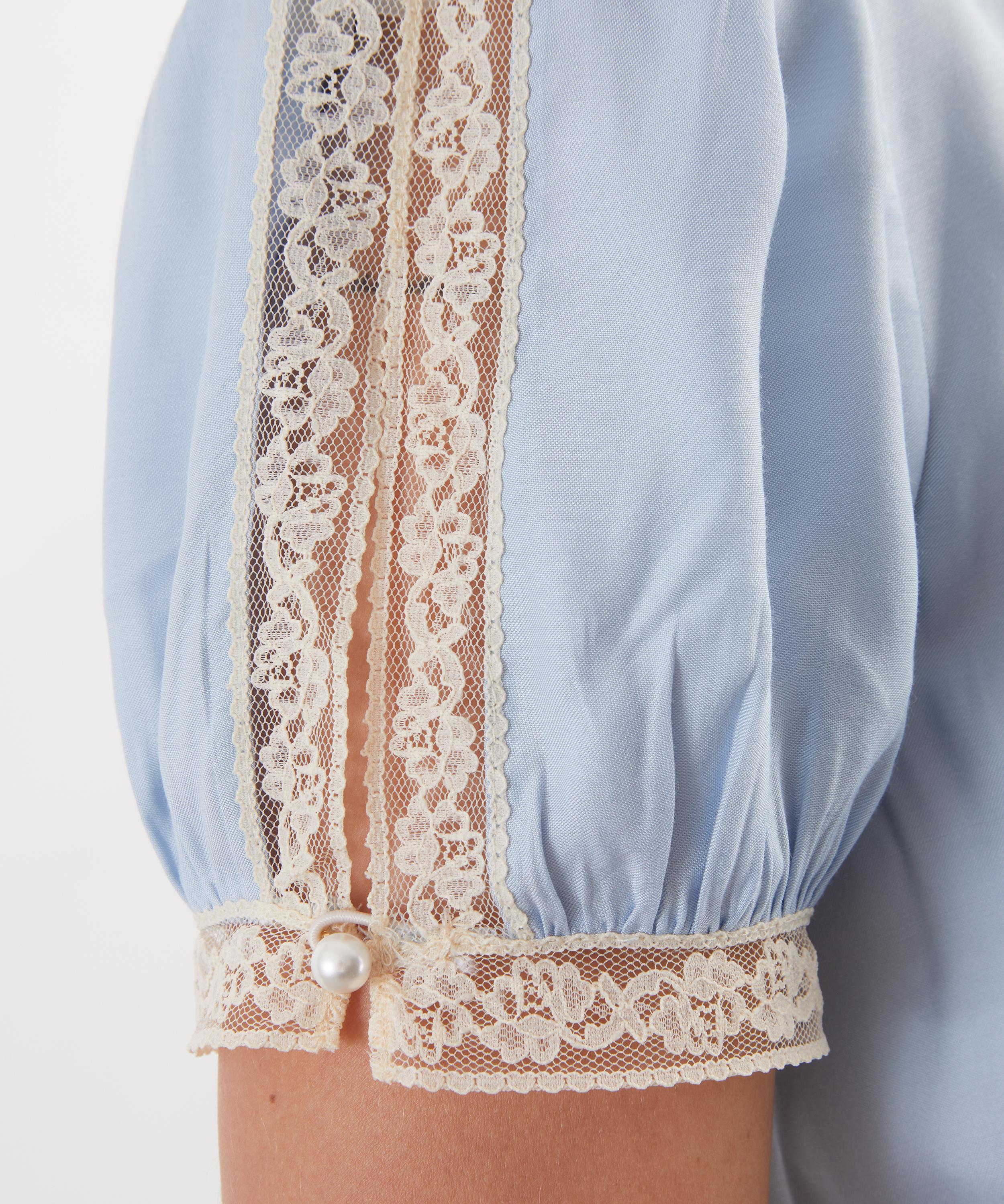 Self-Portrait - Blue Viscose Lace Midi Dress image number 4