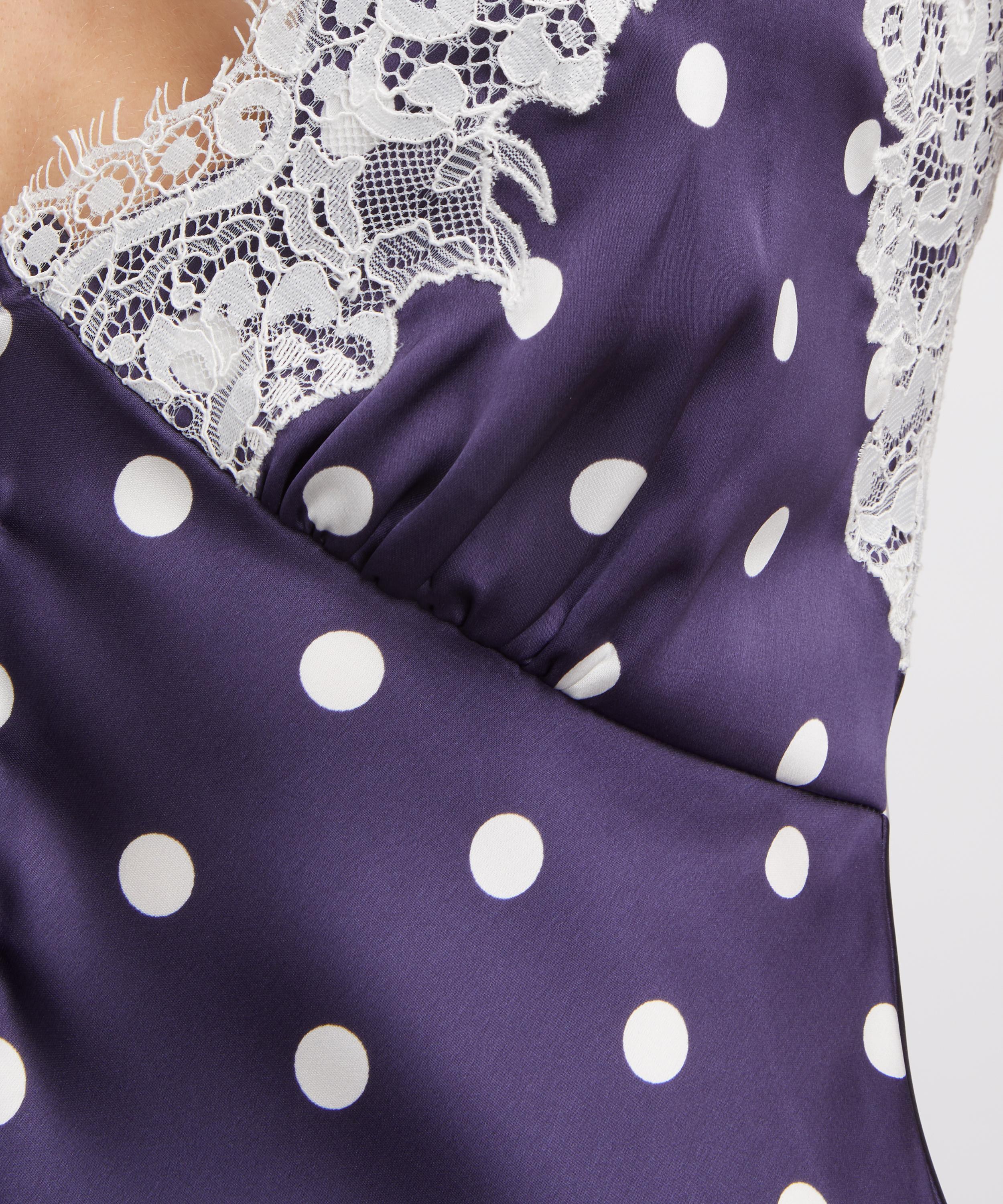 Self-Portrait - Navy Satin Polka-Dot Slip Dress image number 3