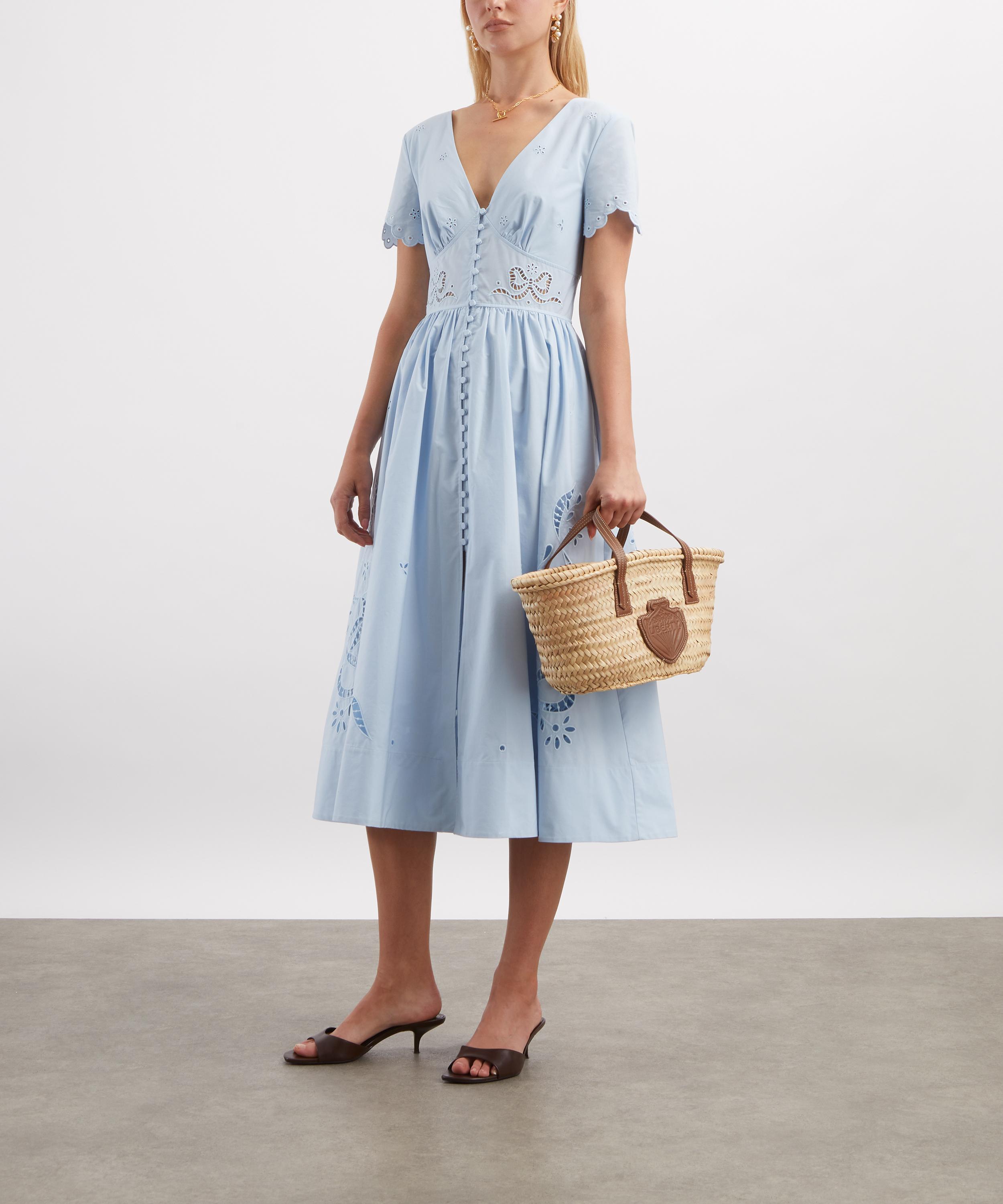 Self-Portrait - Blue Embroidered Bow Midi Dress image number 1
