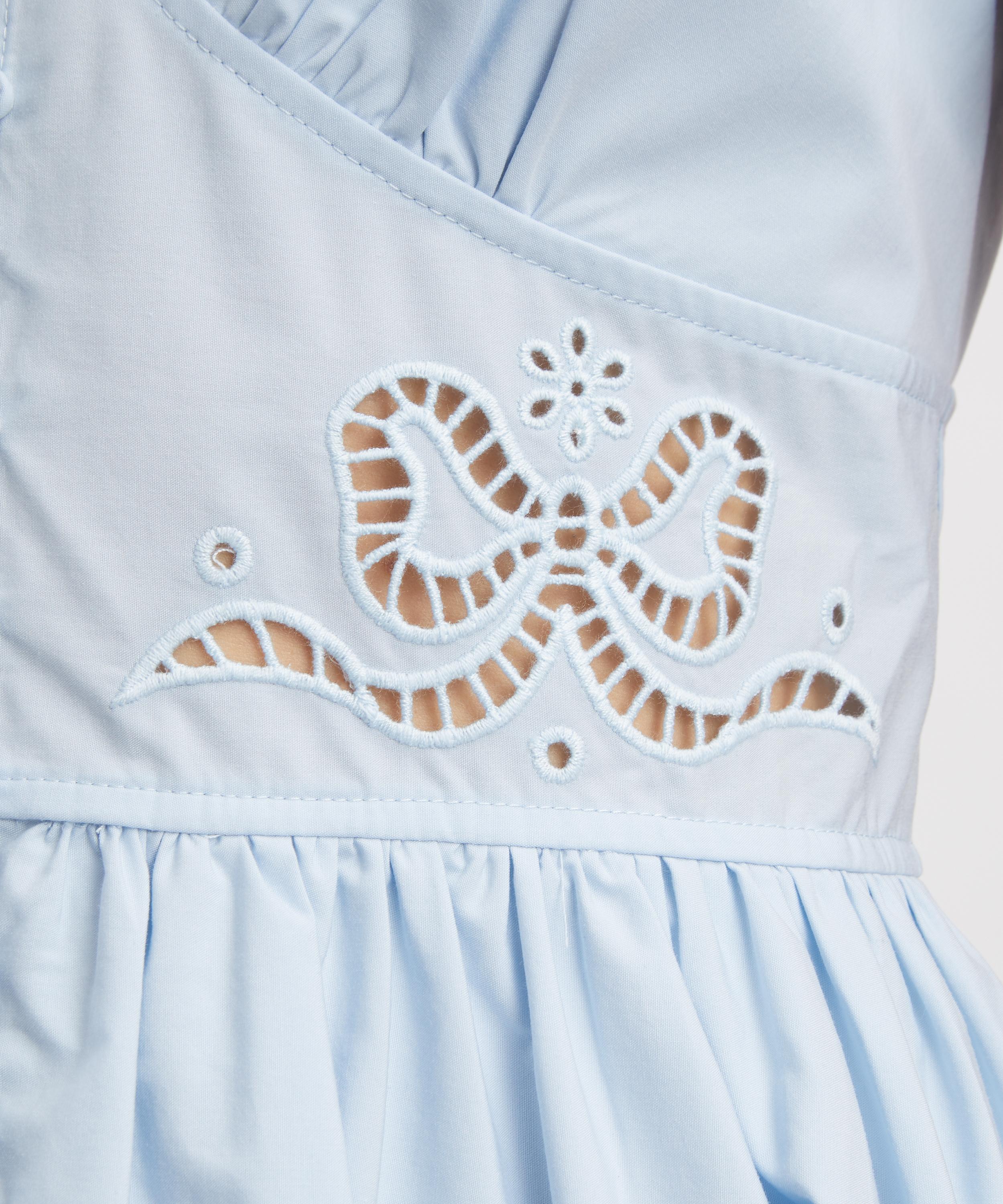 Self-Portrait - Blue Embroidered Bow Midi Dress image number 4