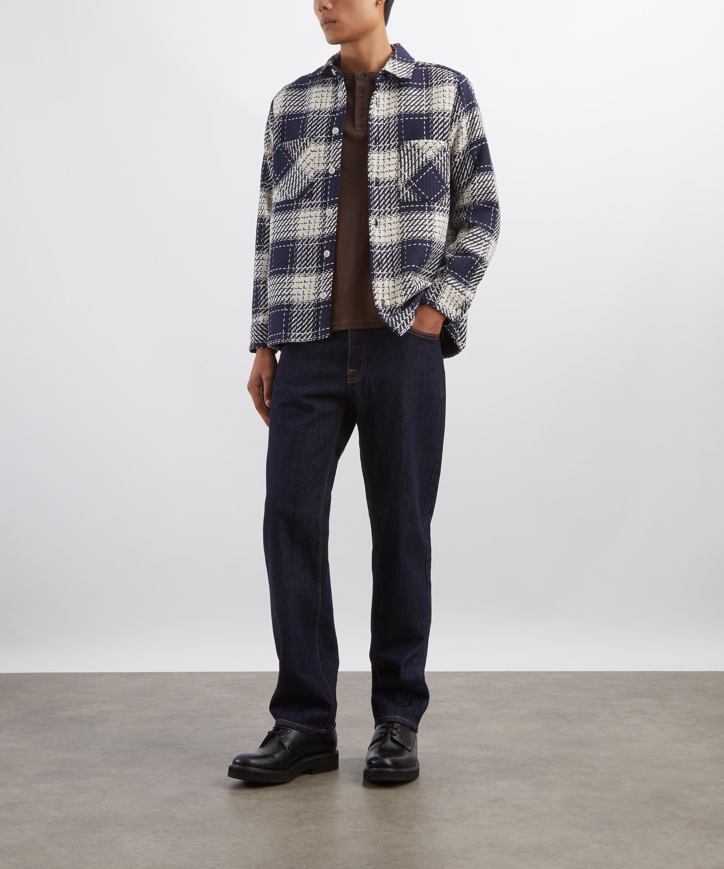 Wax London - Whiting Overshirt in Navy Marine Beatnik Check image number 1