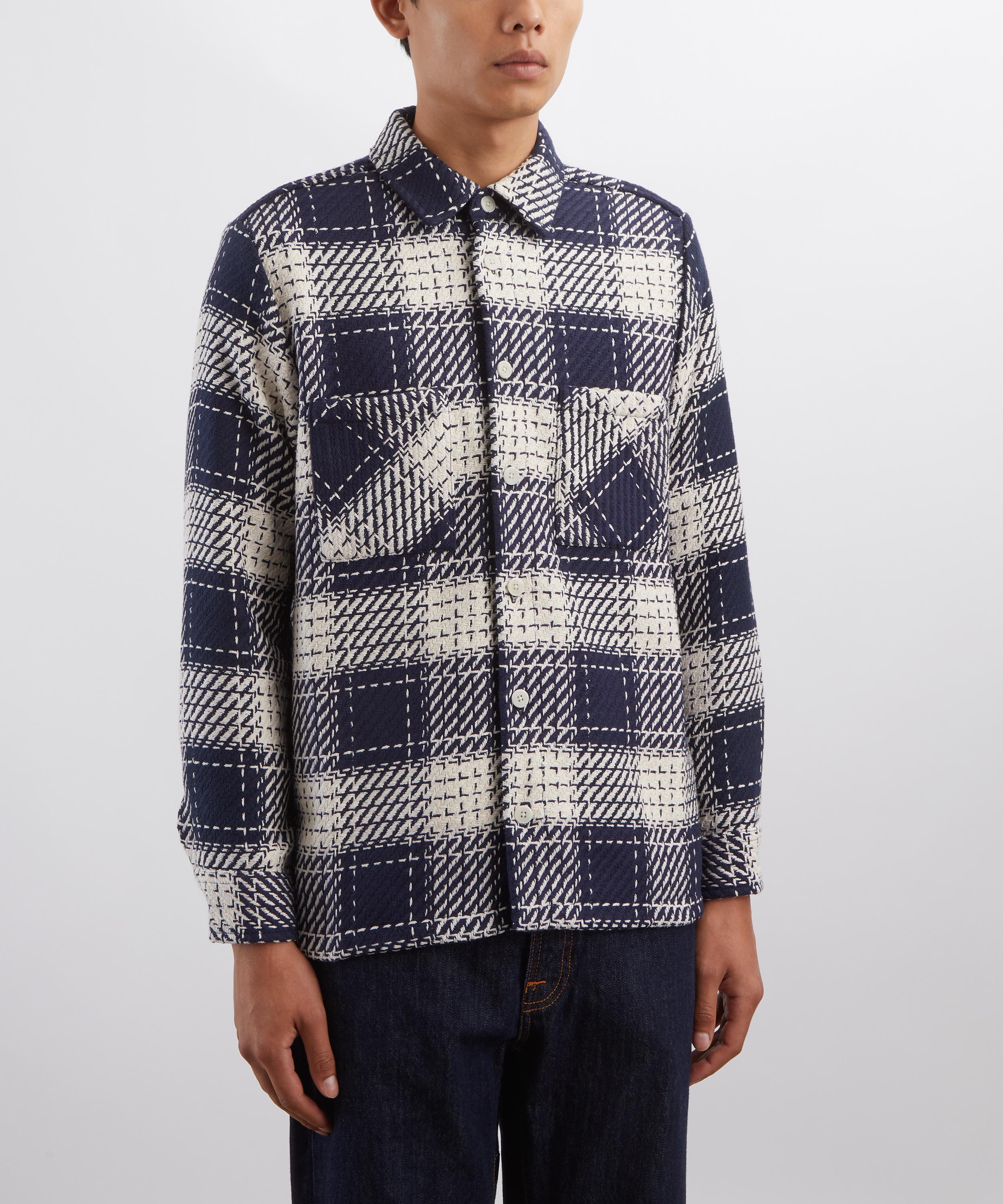 Wax London - Whiting Overshirt in Navy Marine Beatnik Check image number 2