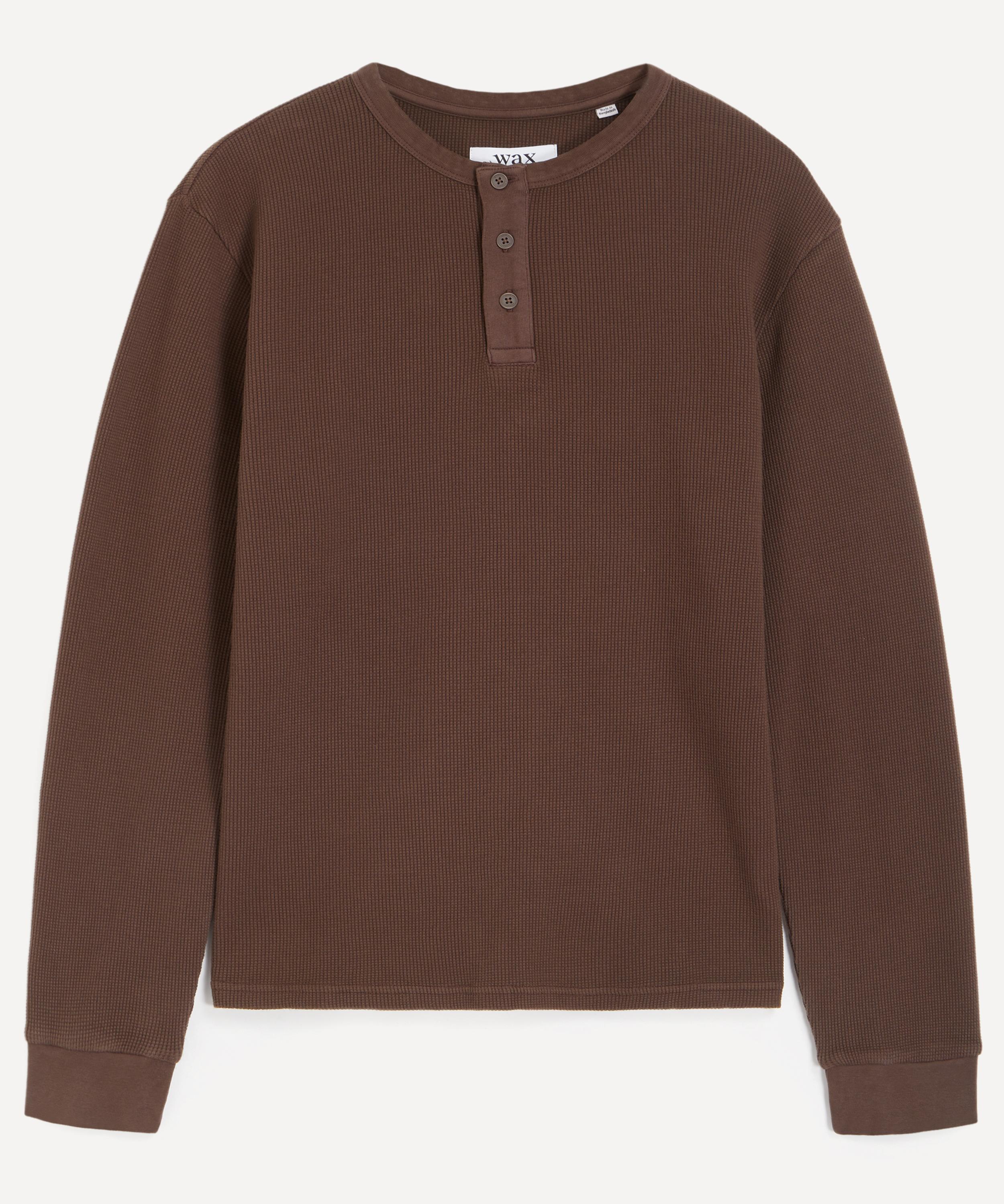 Wax London - Caleb Waffle Cotton Long-Sleeve Henley Shirt