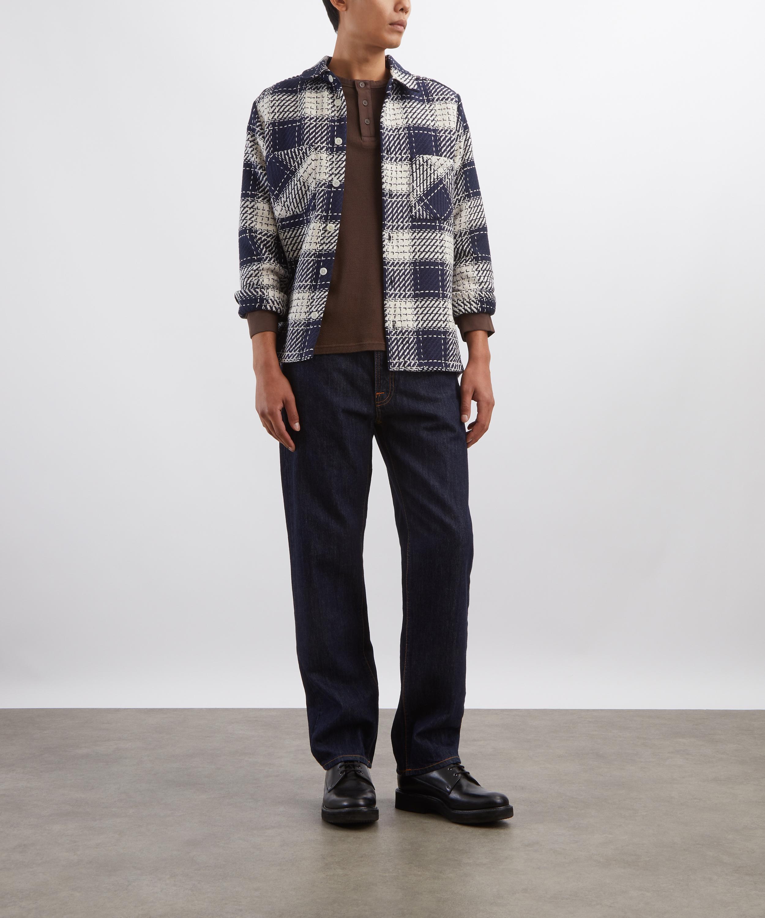 Wax London - Caleb Waffle Cotton Long-Sleeve Henley Shirt image number 1