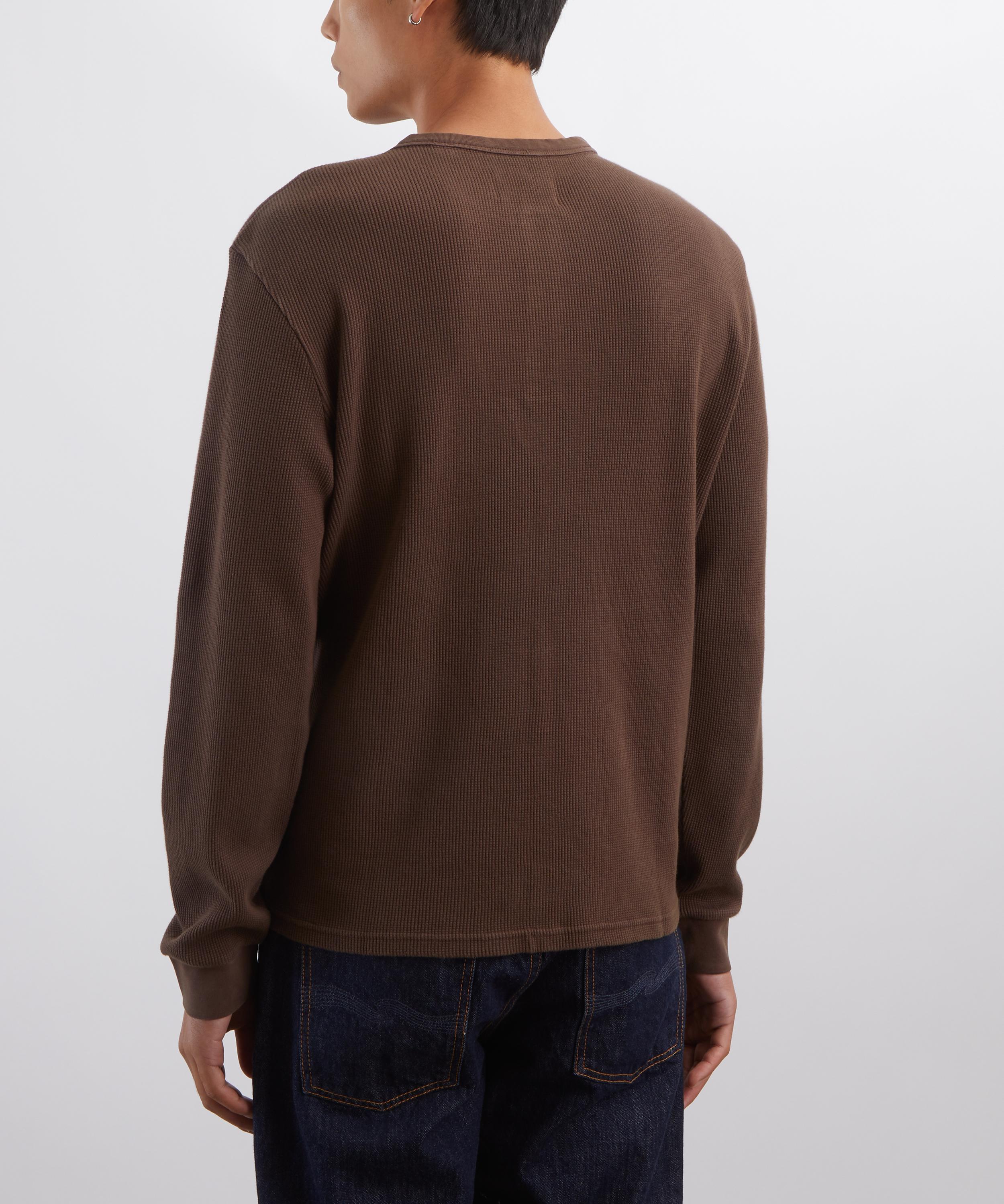 Wax London - Caleb Waffle Cotton Long-Sleeve Henley Shirt image number 3