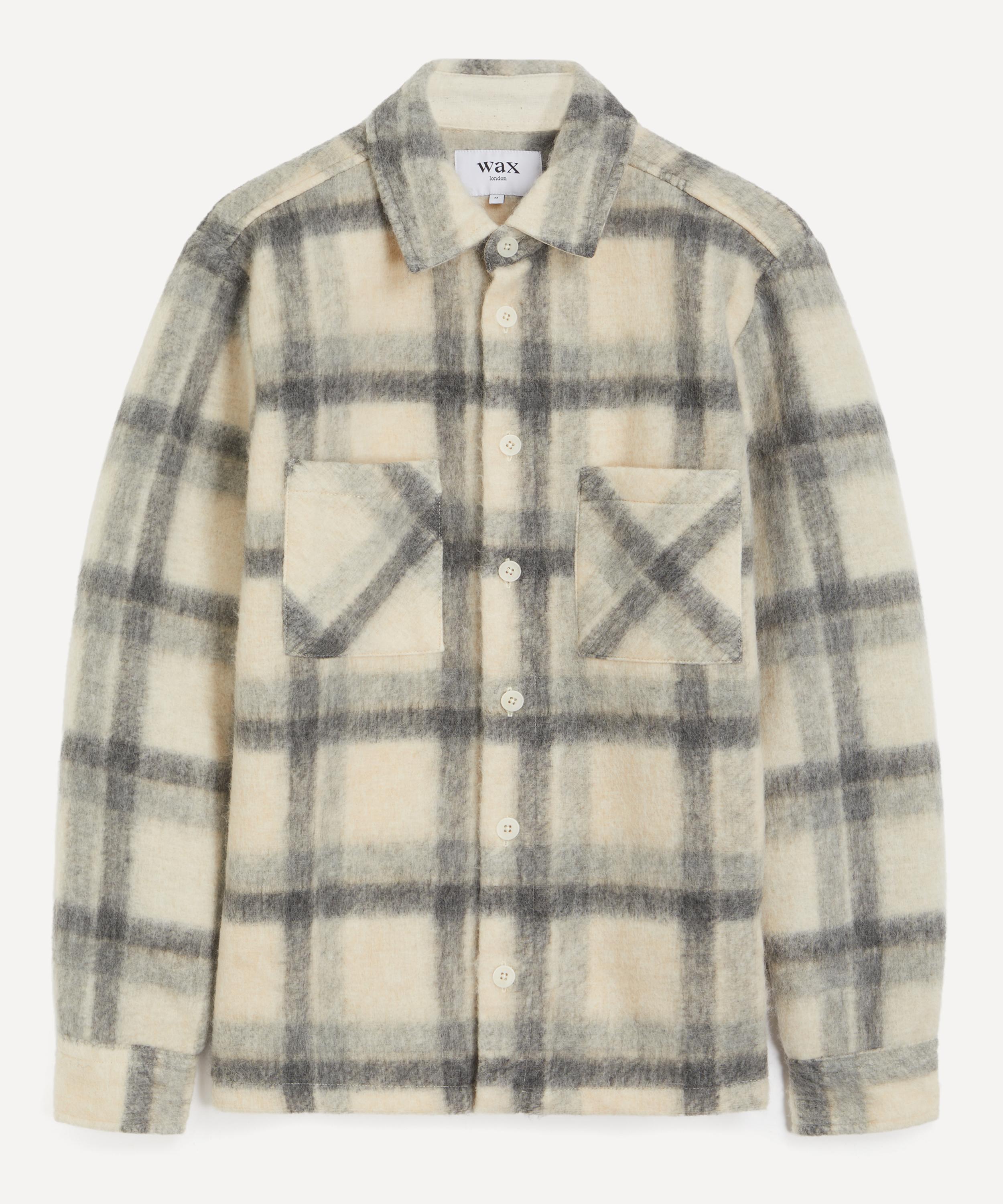 Wax London - Whiting Overshirt in Ash Wool-Blend Check