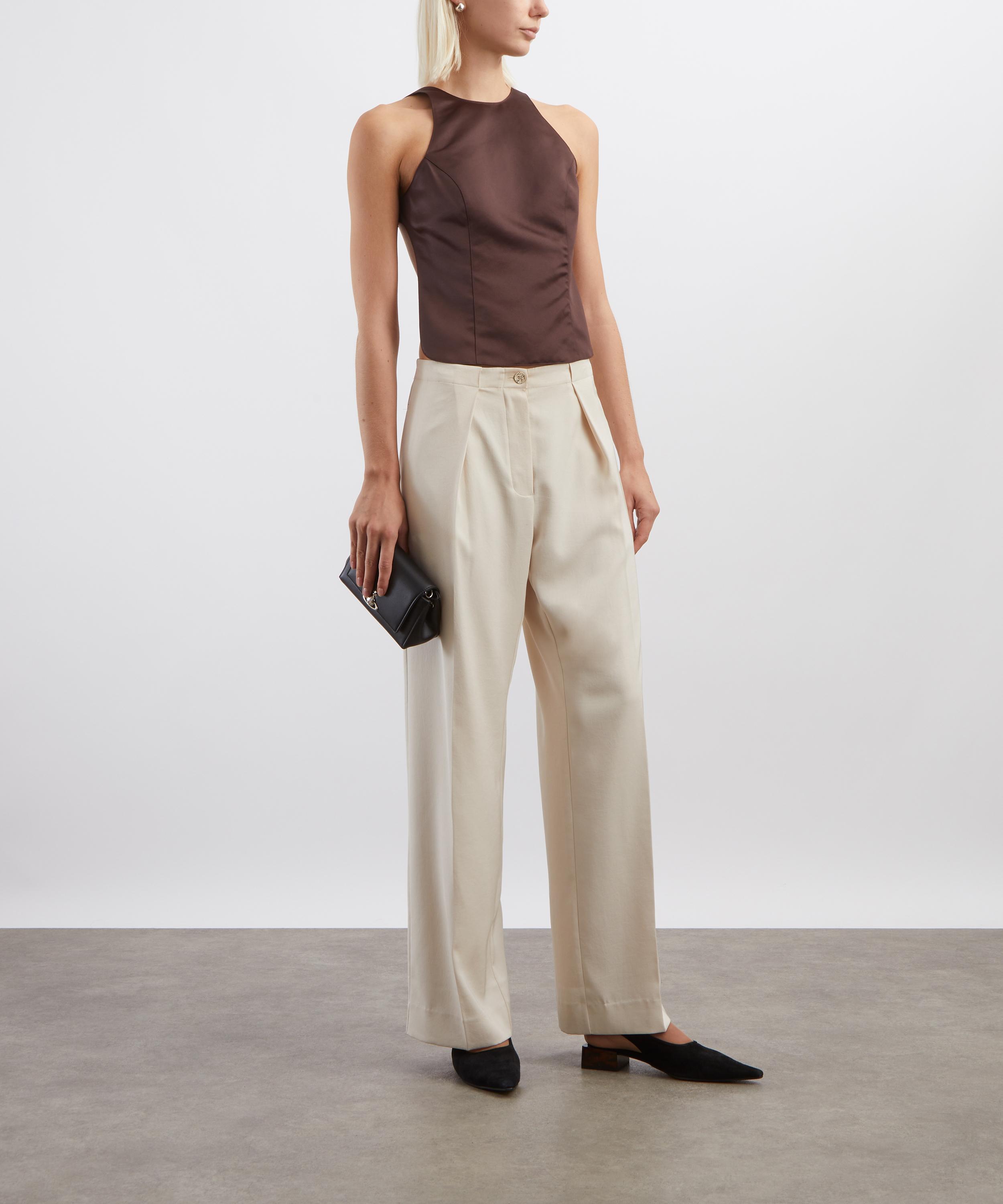 ALFIE - Backless Satin Top in Chocolate image number 1