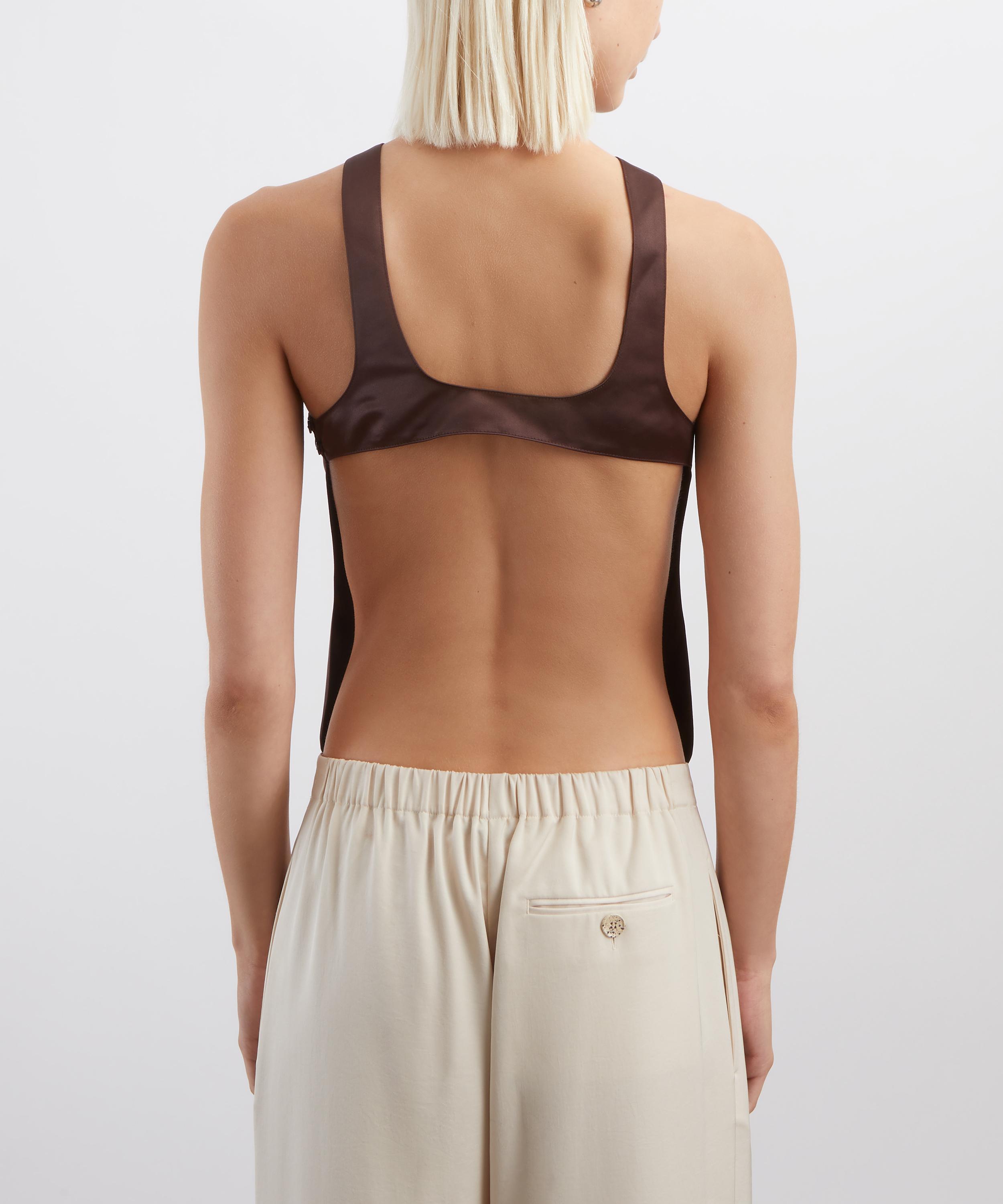 ALFIE - Backless Satin Top in Chocolate image number 3