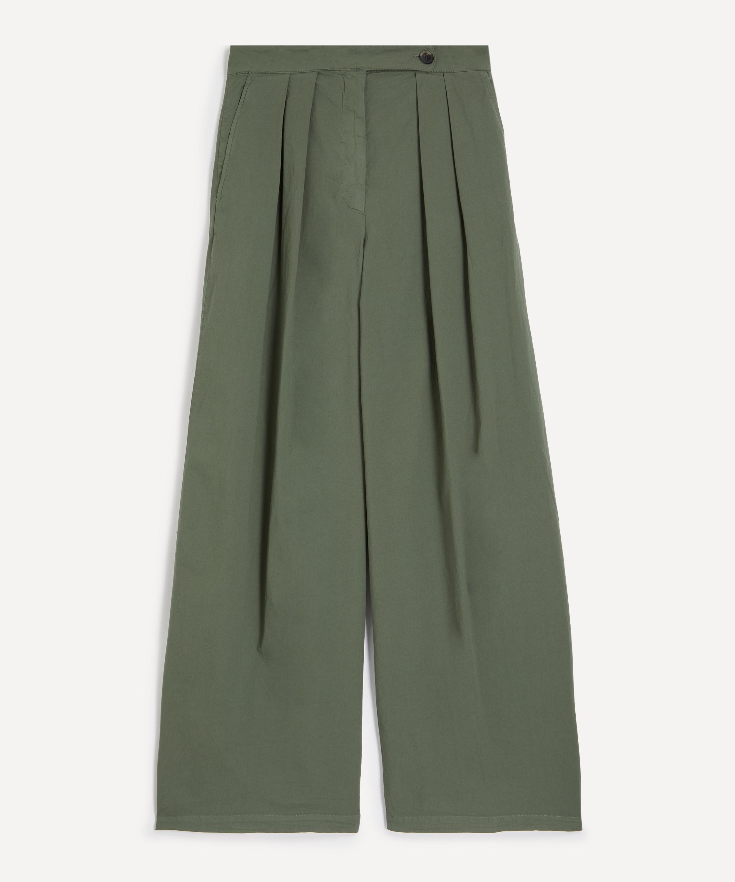 Dries Van Noten - Khaki Wide-Leg Pleated Trousers image number 0