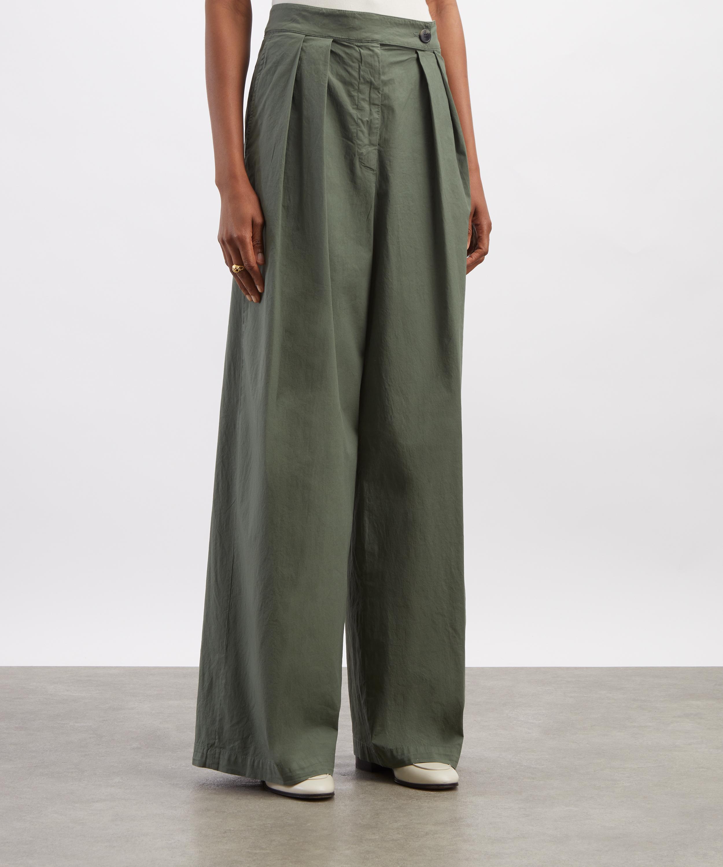 Dries Van Noten - Khaki Wide-Leg Pleated Trousers image number 2
