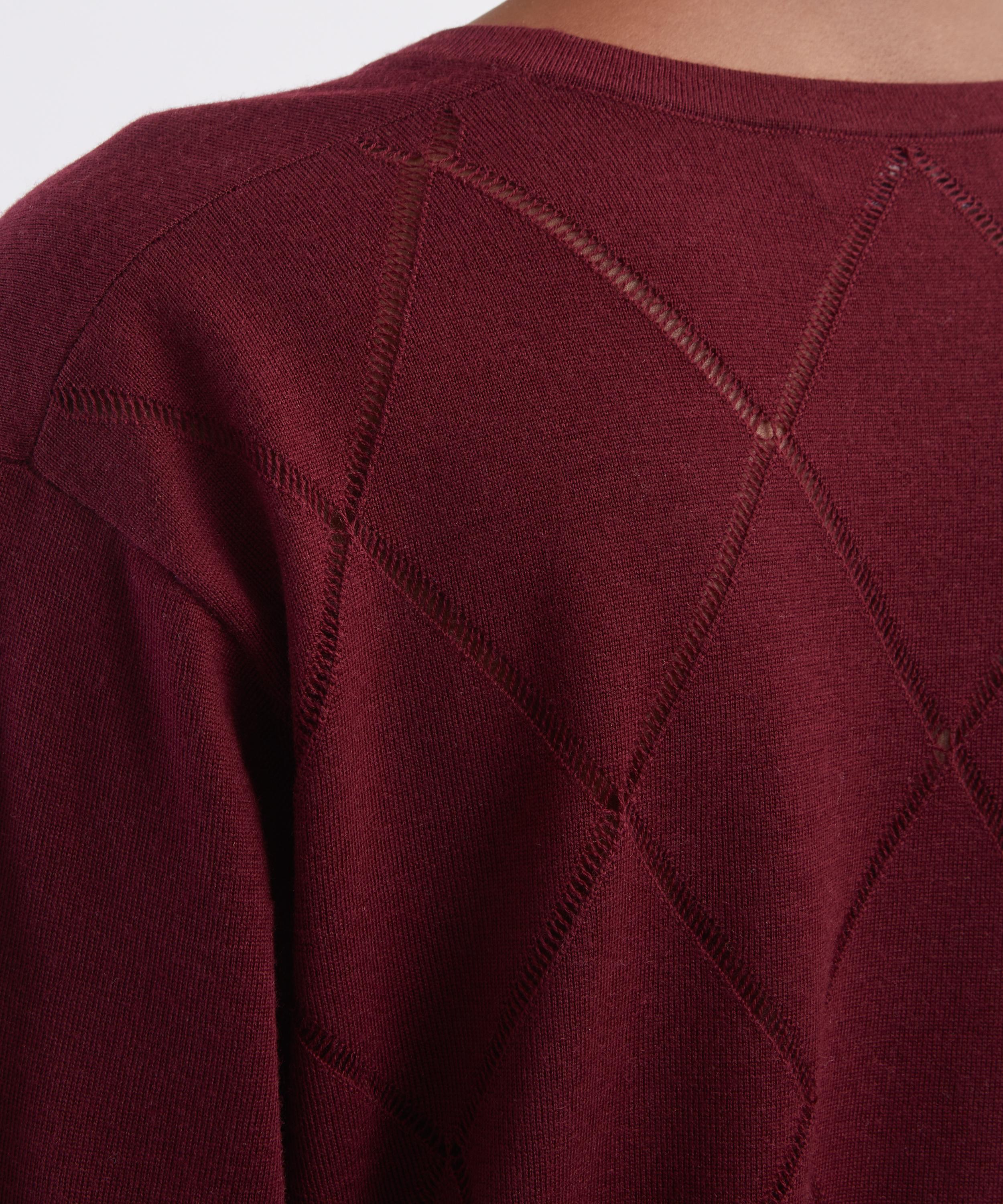 Dries Van Noten - Burgundy Merino V-Neck Jumper image number 4