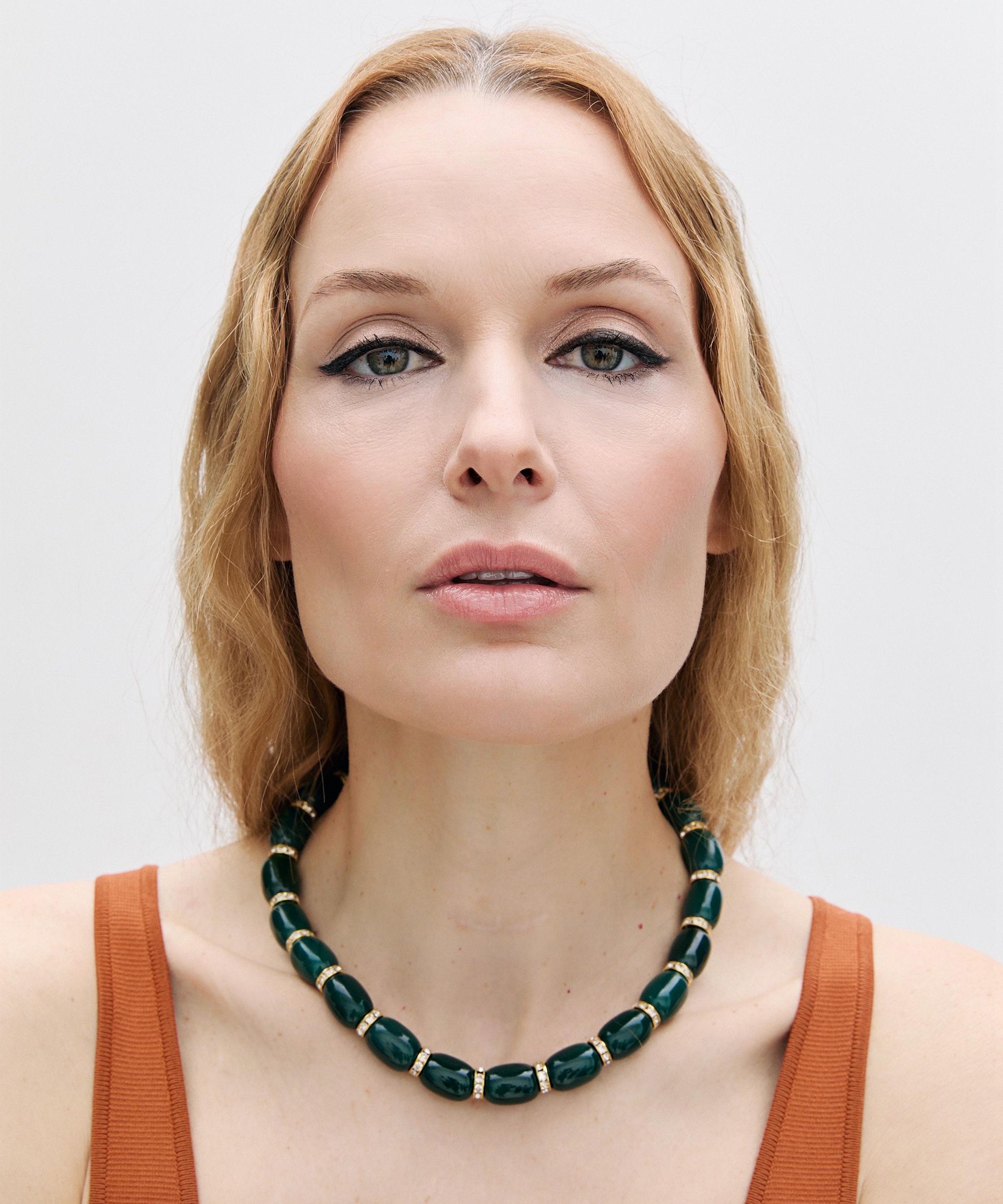 Julietta - Rhodium-Plated Donna Necklace with Jade image number 1