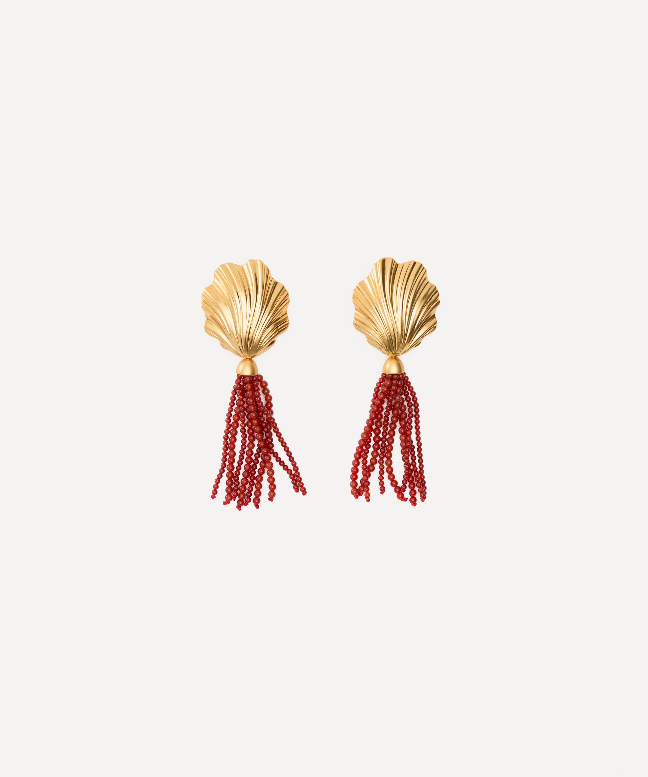 Julietta - 24ct Gold-Plated Aria Earrings with Red Carnelian