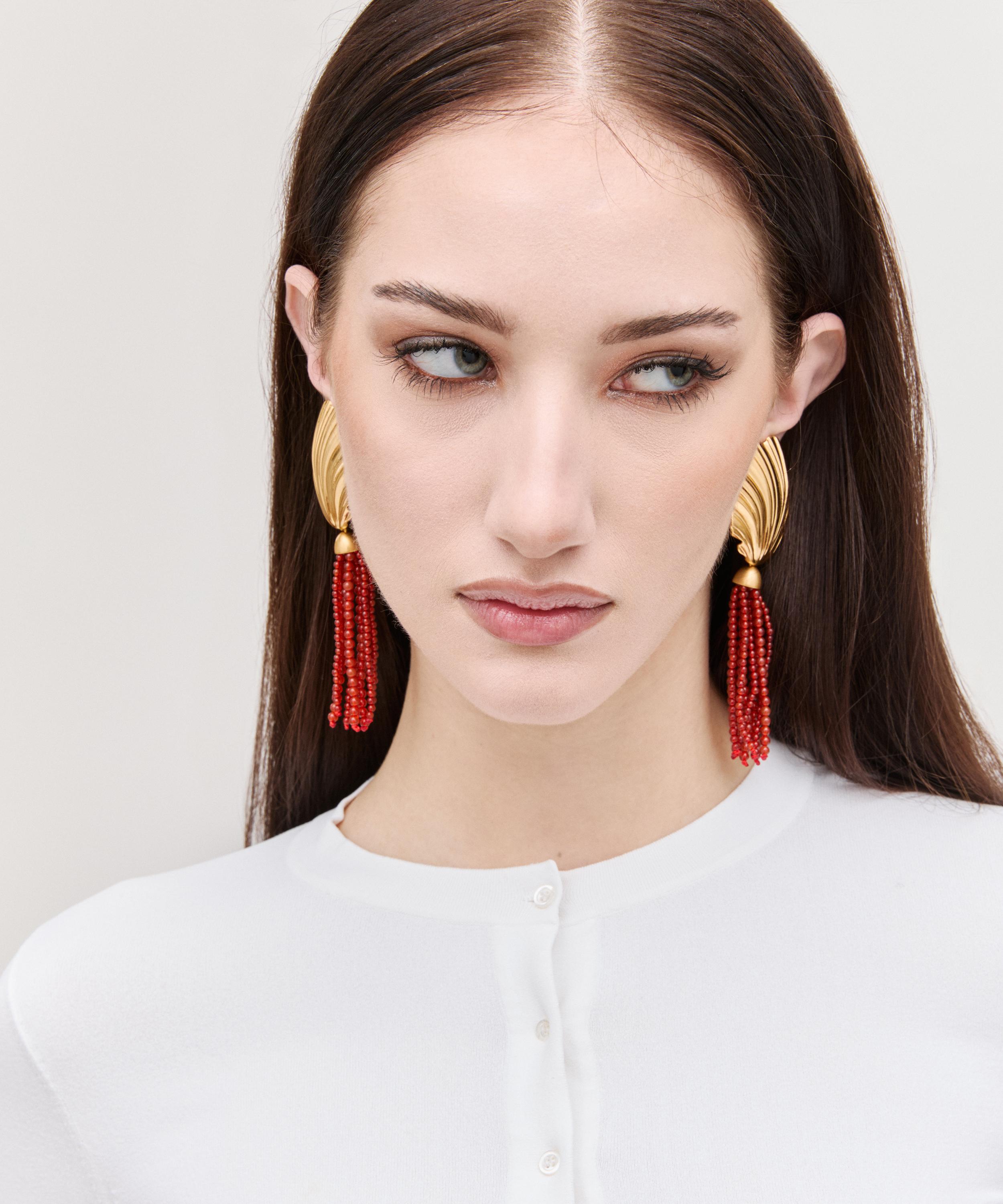 Julietta - 24ct Gold-Plated Aria Earrings with Red Carnelian image number 1
