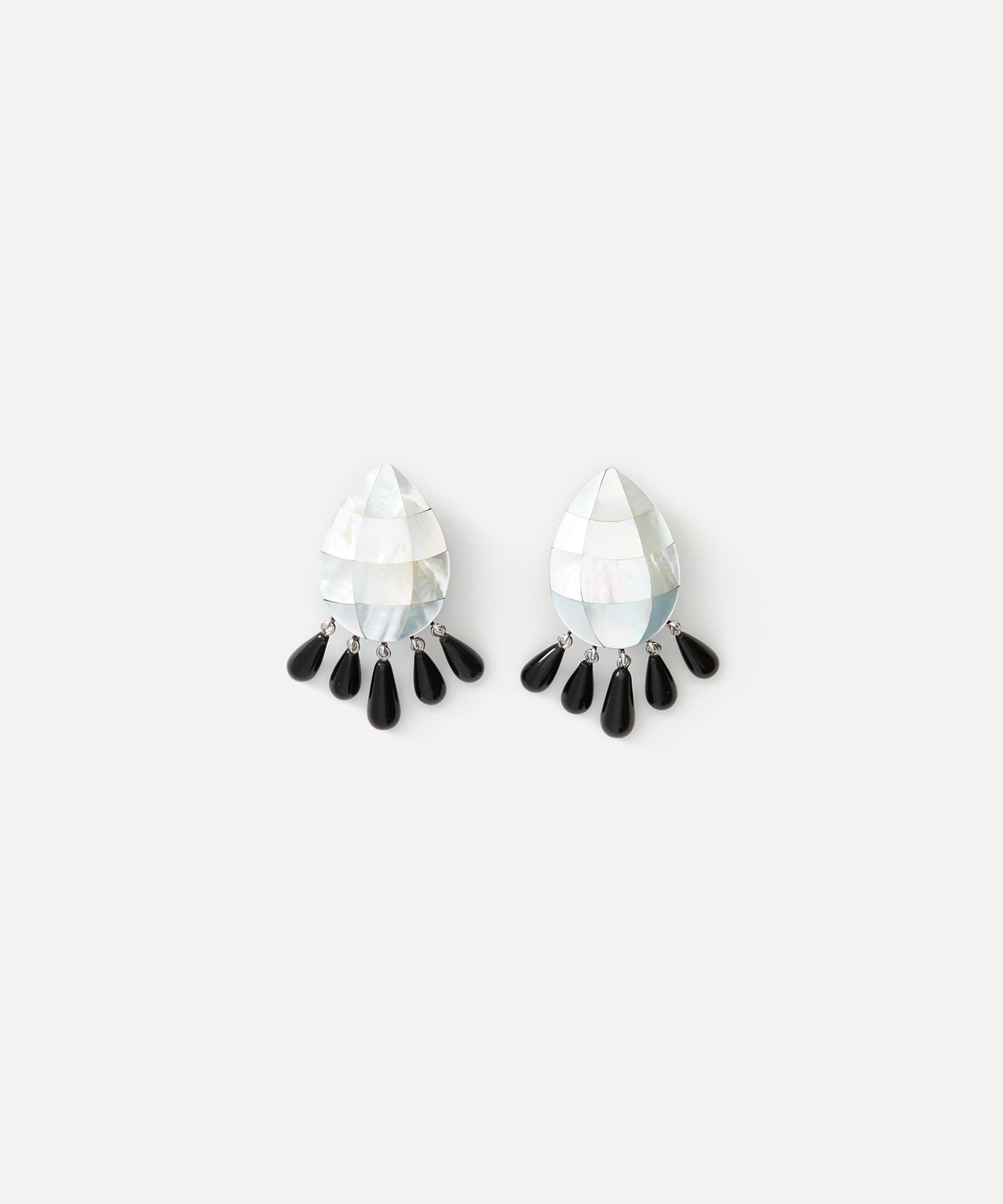 Julietta - Rhodium-Plated Lucia Clip-On Earrings with Black Onyx