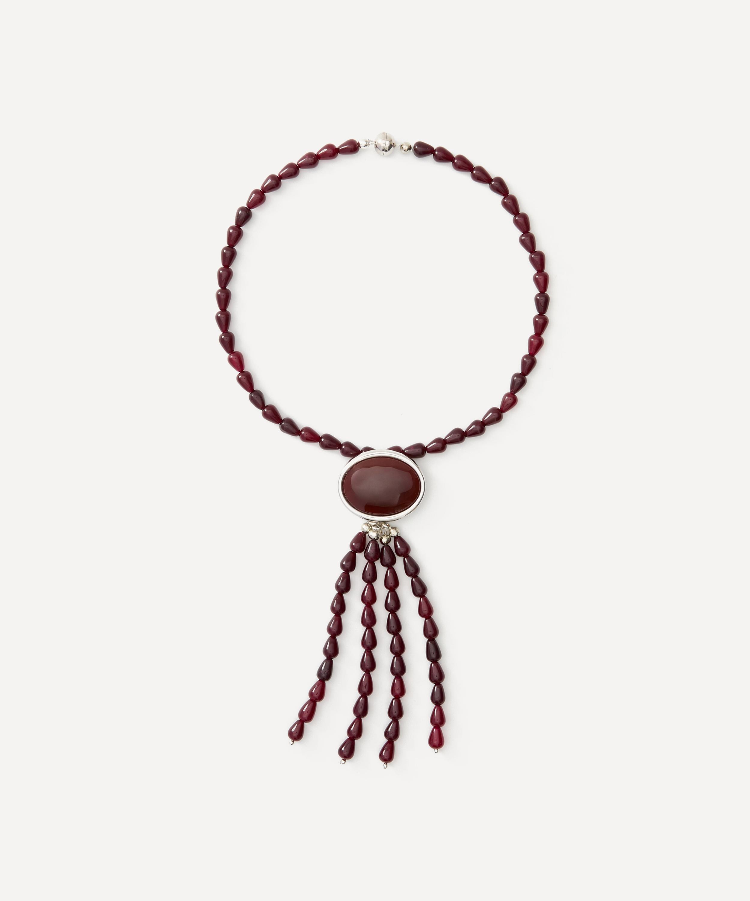 Julietta - Rhodium-Plated Clio Necklace with Red Carnelian