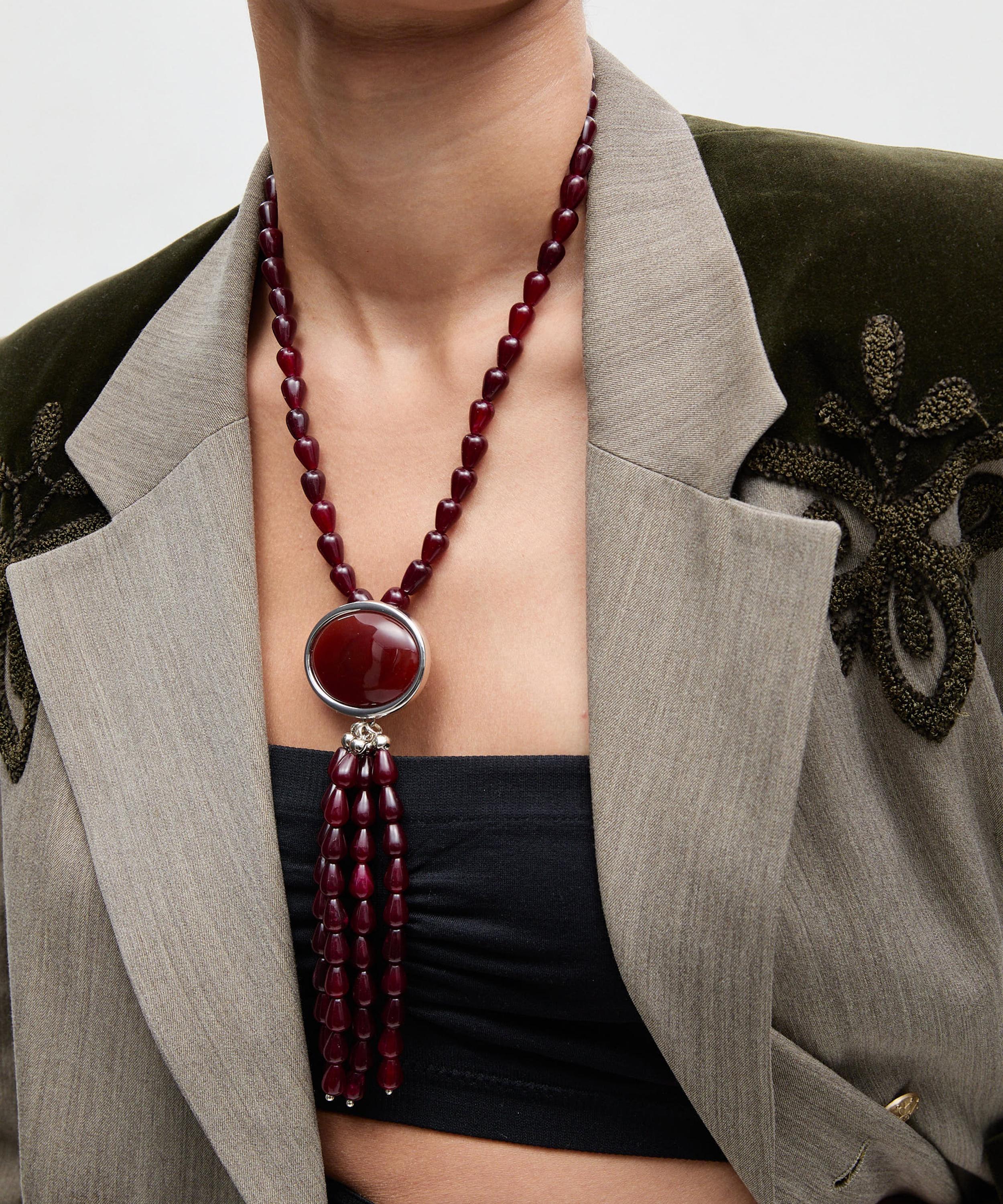 Julietta - Rhodium-Plated Clio Necklace with Red Carnelian image number 1