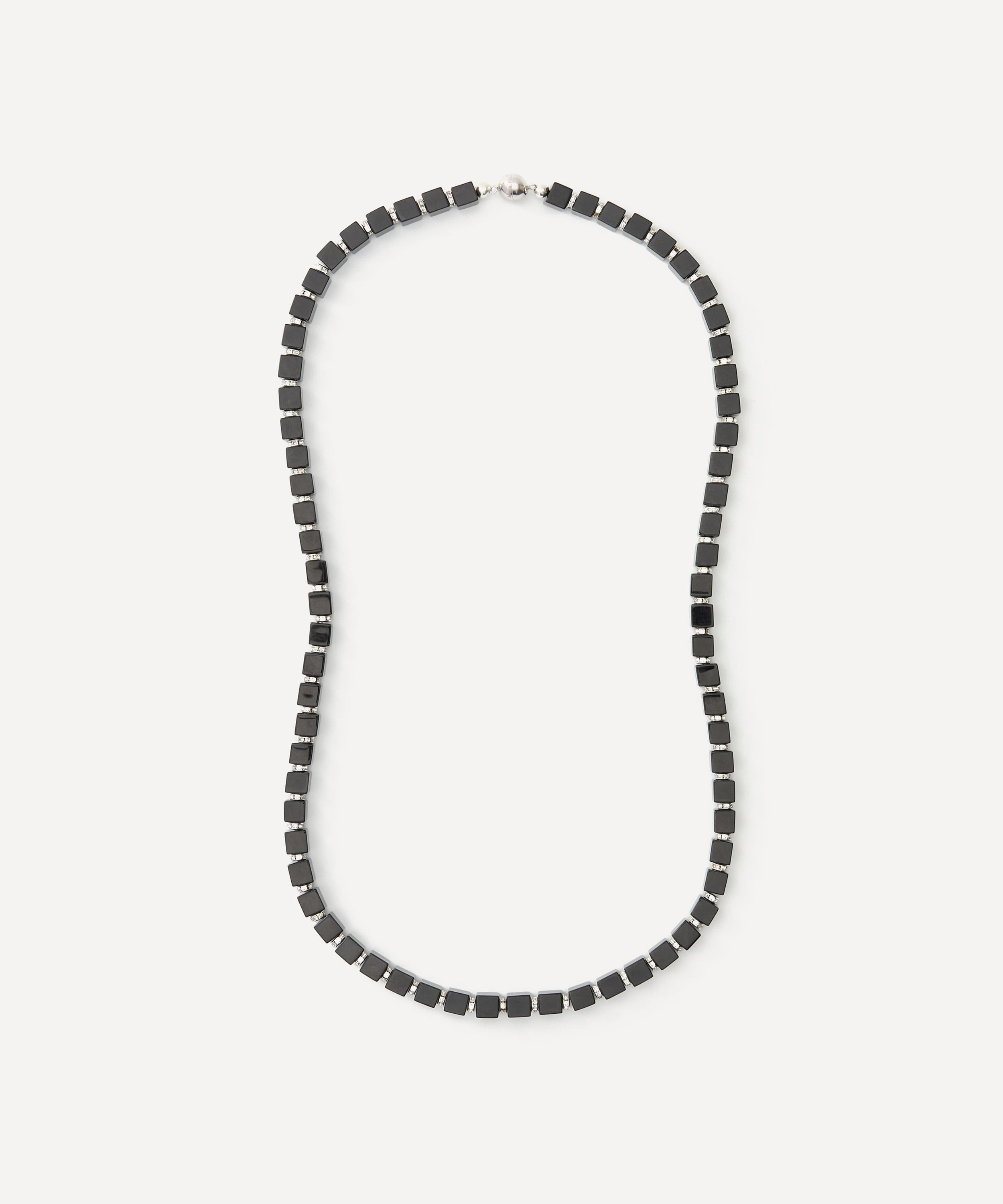 Julietta - Rhodium-Plated Delos Necklace with Black Onyx