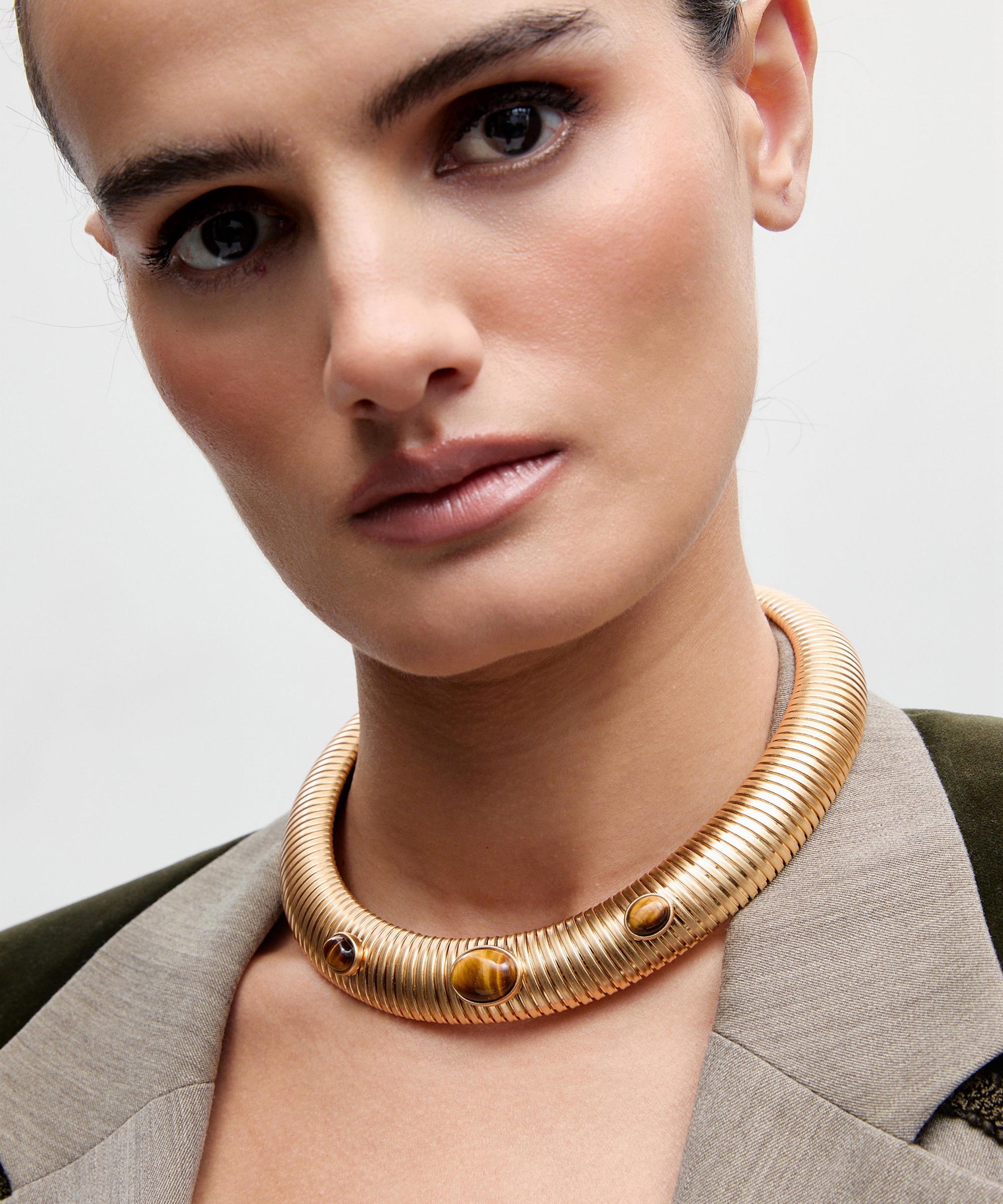 Julietta - 24ct Gold-Plated Astra Necklace with Tiger Eye image number 1