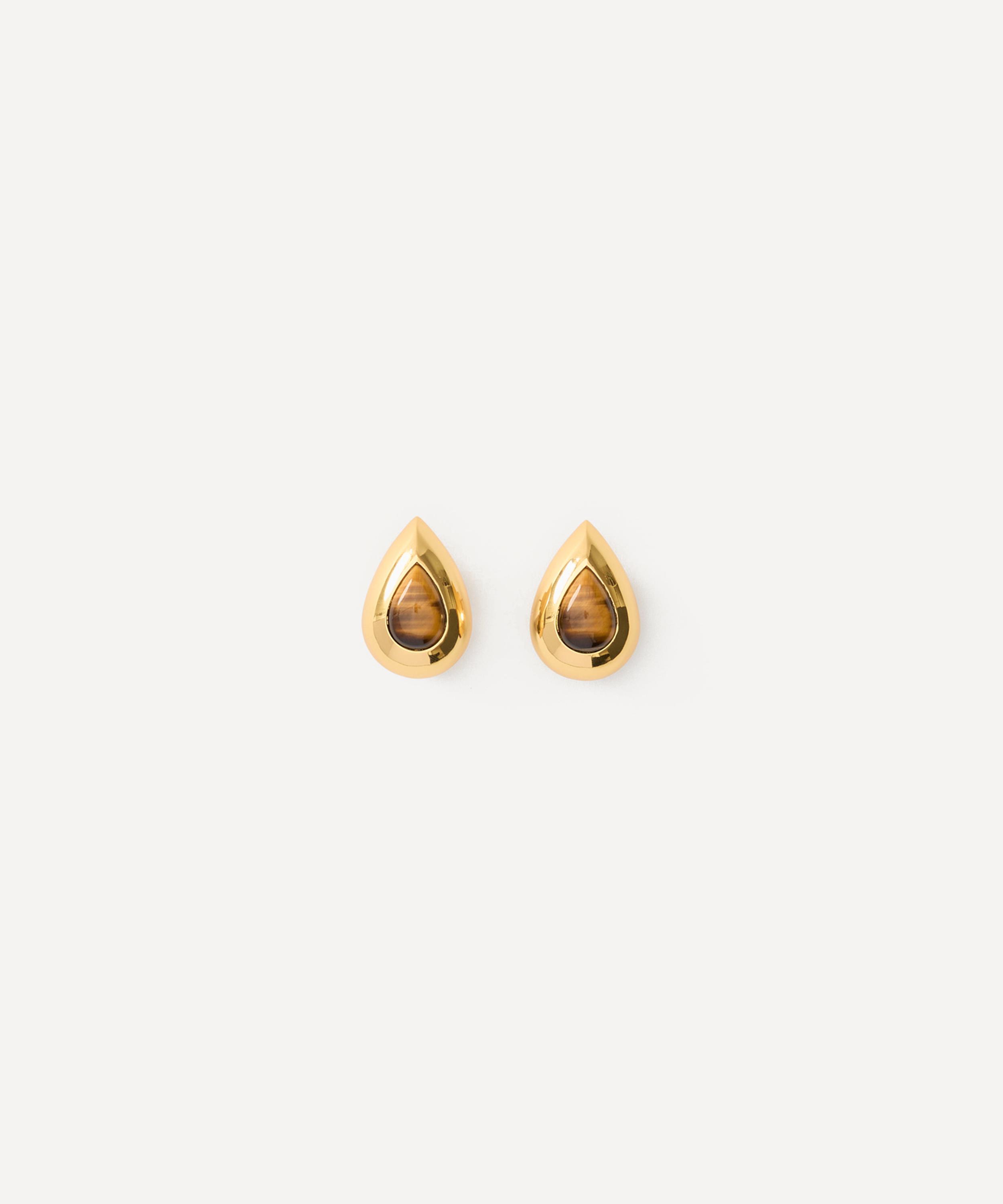 Julietta - 18ct Gold-Plated Vale Earrings with Tiger Eye