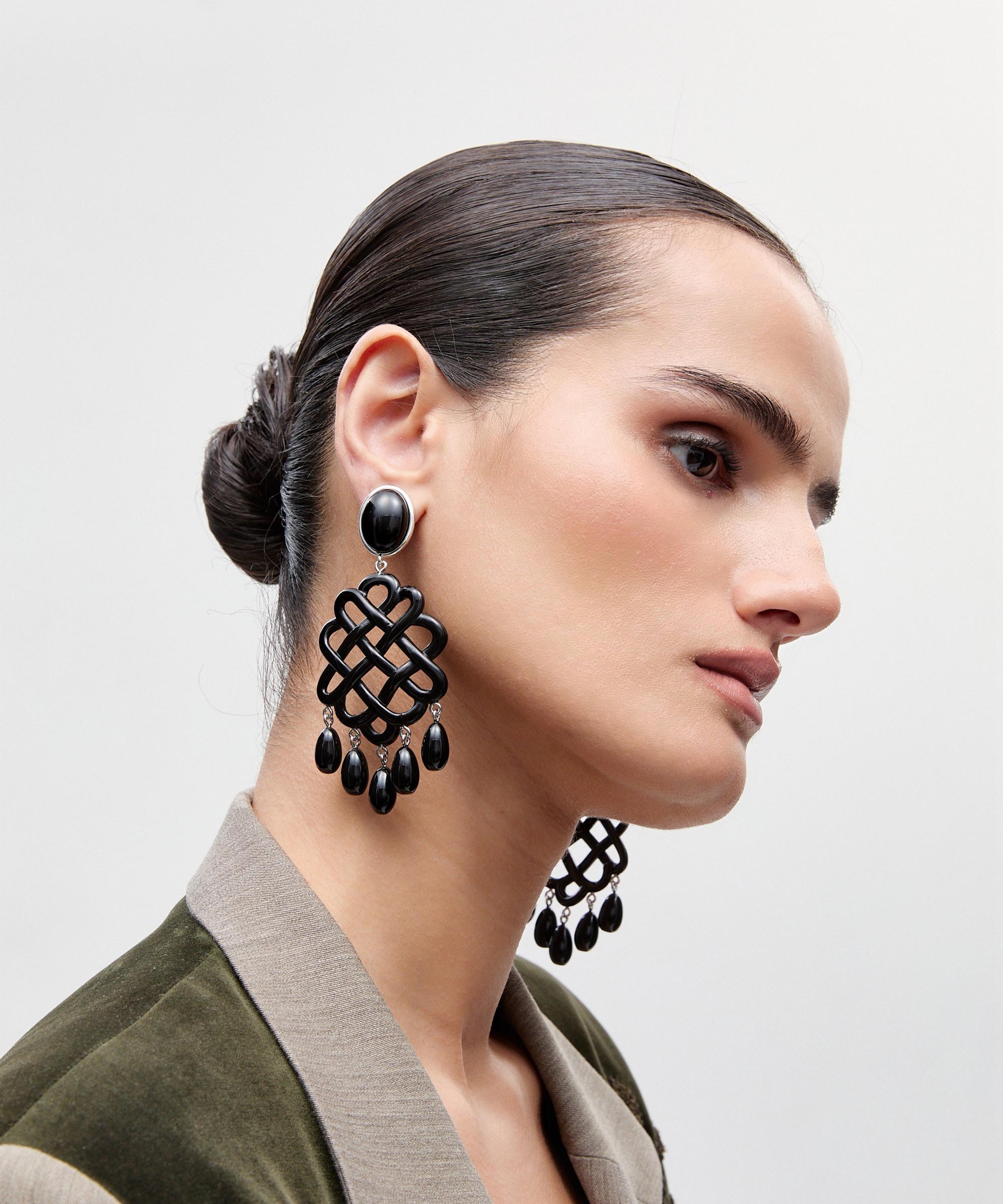 Julietta - Rhodium-Plated Melina Earrings with Black Onyx image number 1