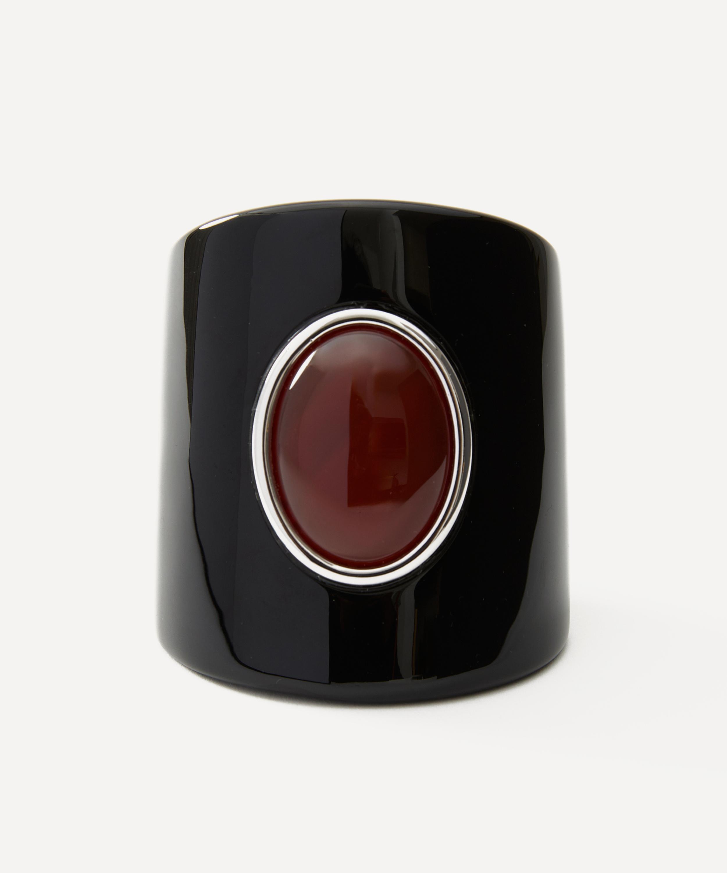 Julietta - Rhodium-Plated Nera Cuff with Red Carnelian