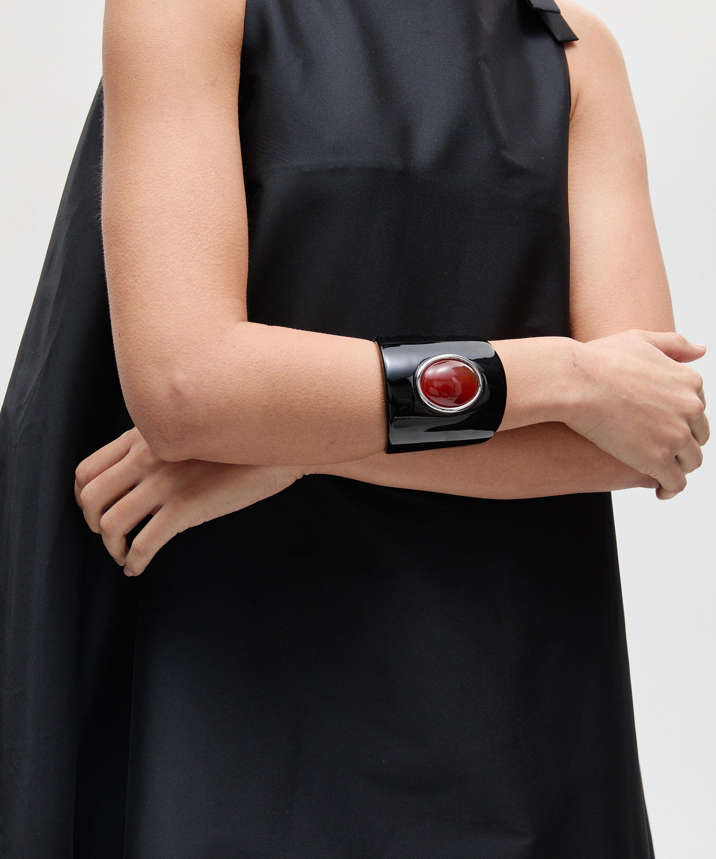 Julietta - Rhodium-Plated Nera Cuff with Red Carnelian image number 1