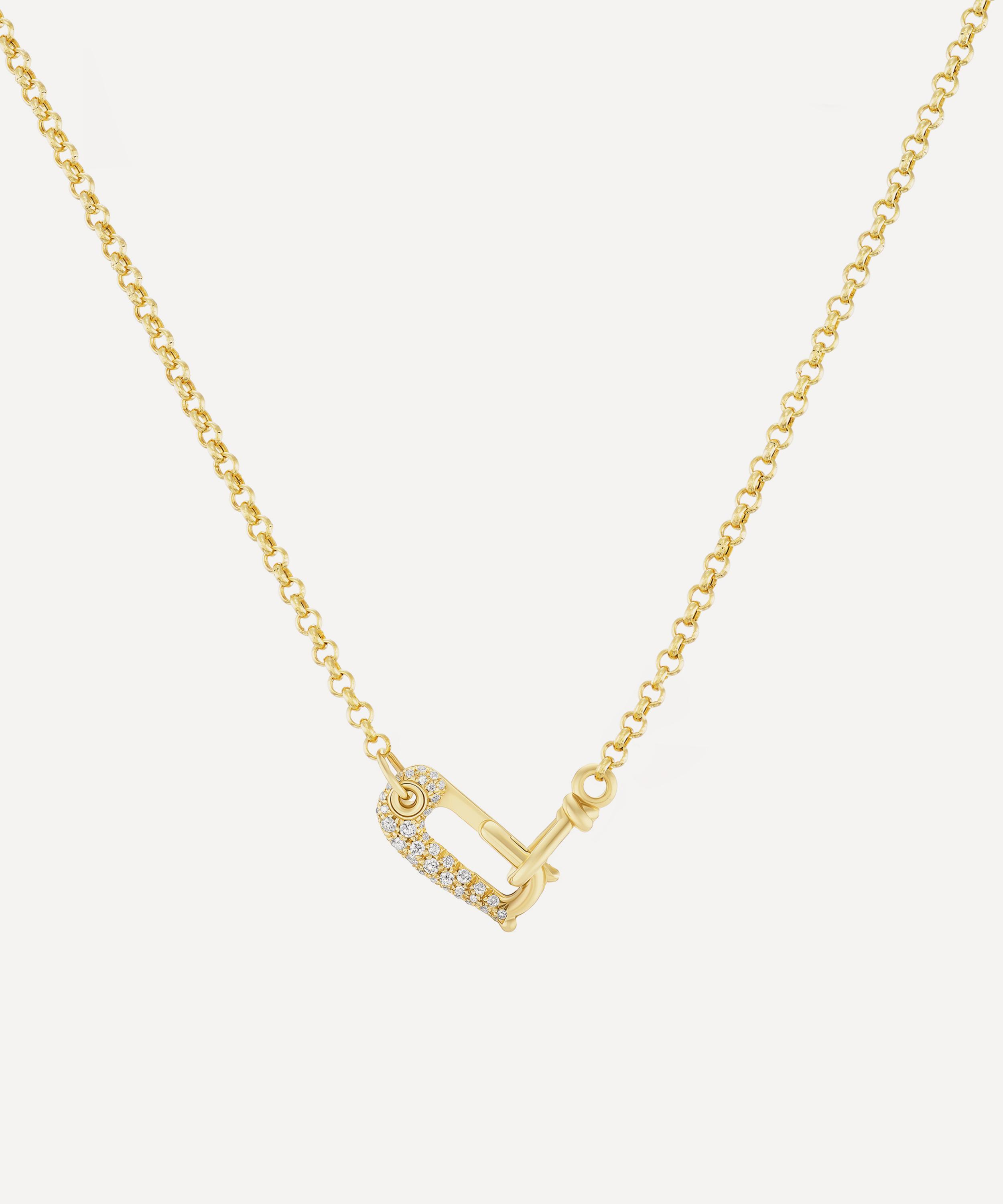 Vice Versa - 14ct Gold Lock It Diamond Rolo Necklace