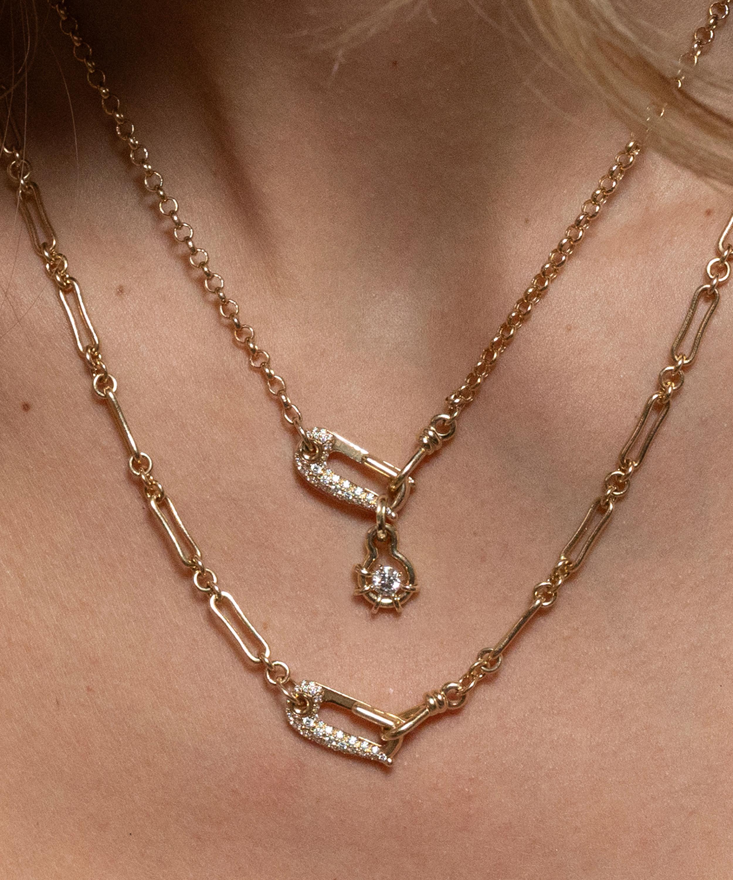 Vice Versa - 14ct Gold Lock It Diamond Rolo Necklace image number 1