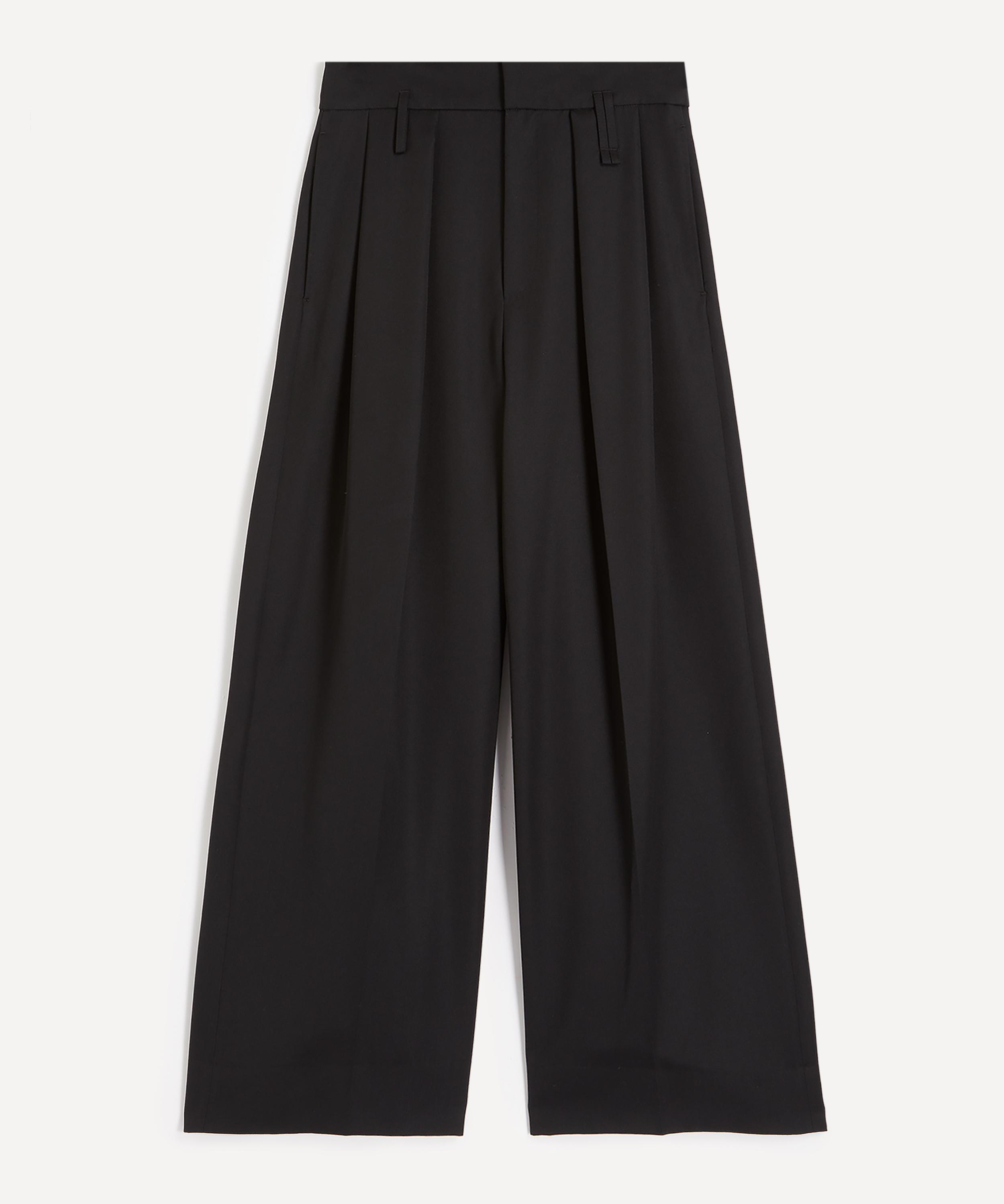 Simone Rocha - Peeling Waist Black Wide-Leg Trousers image number 0