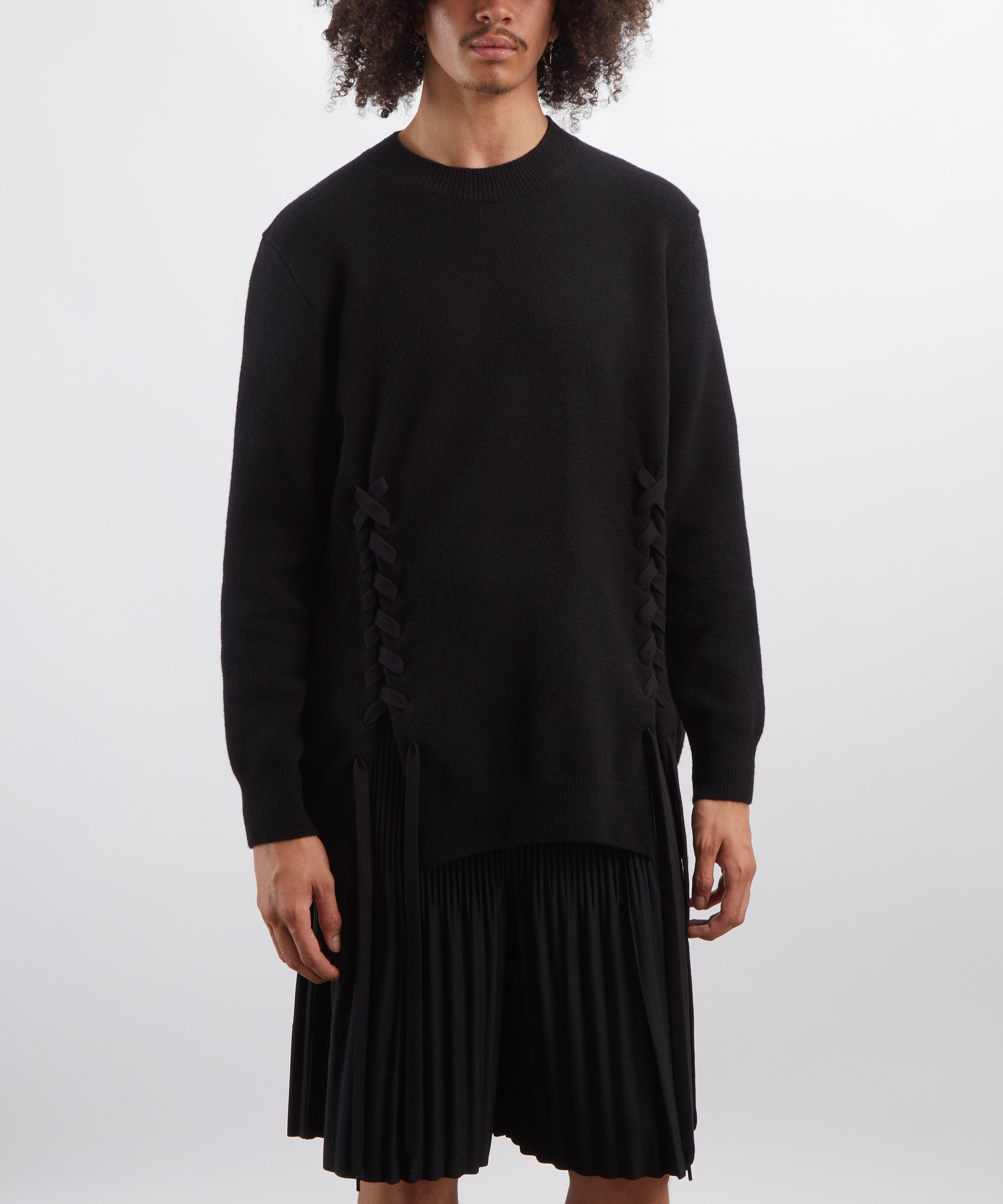 Simone Rocha - Black Merino Lace Up Hem Jumper image number 2