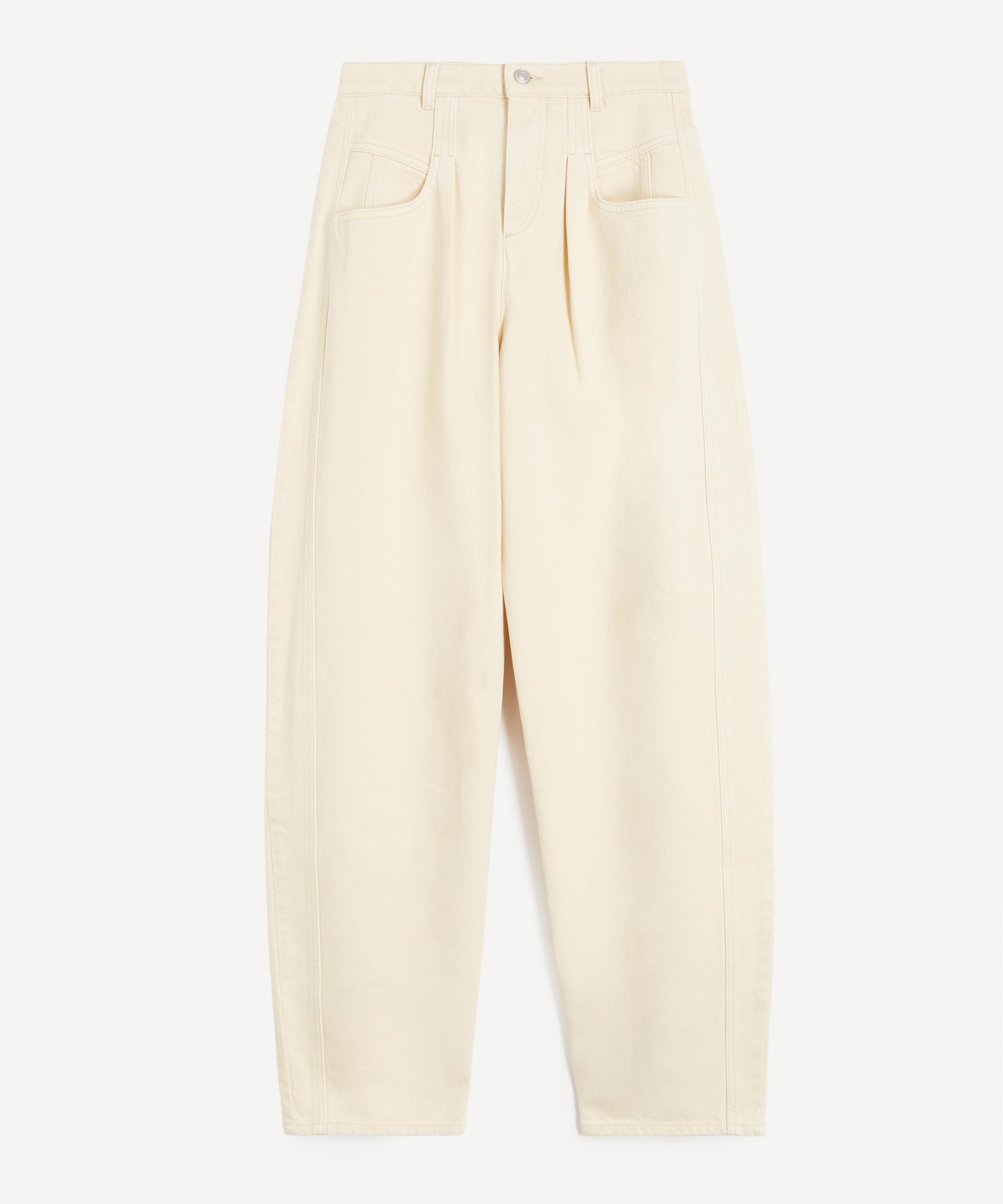 Isabel Marant - Lisha Beige Solid Denim Barrel Jeans image number 0