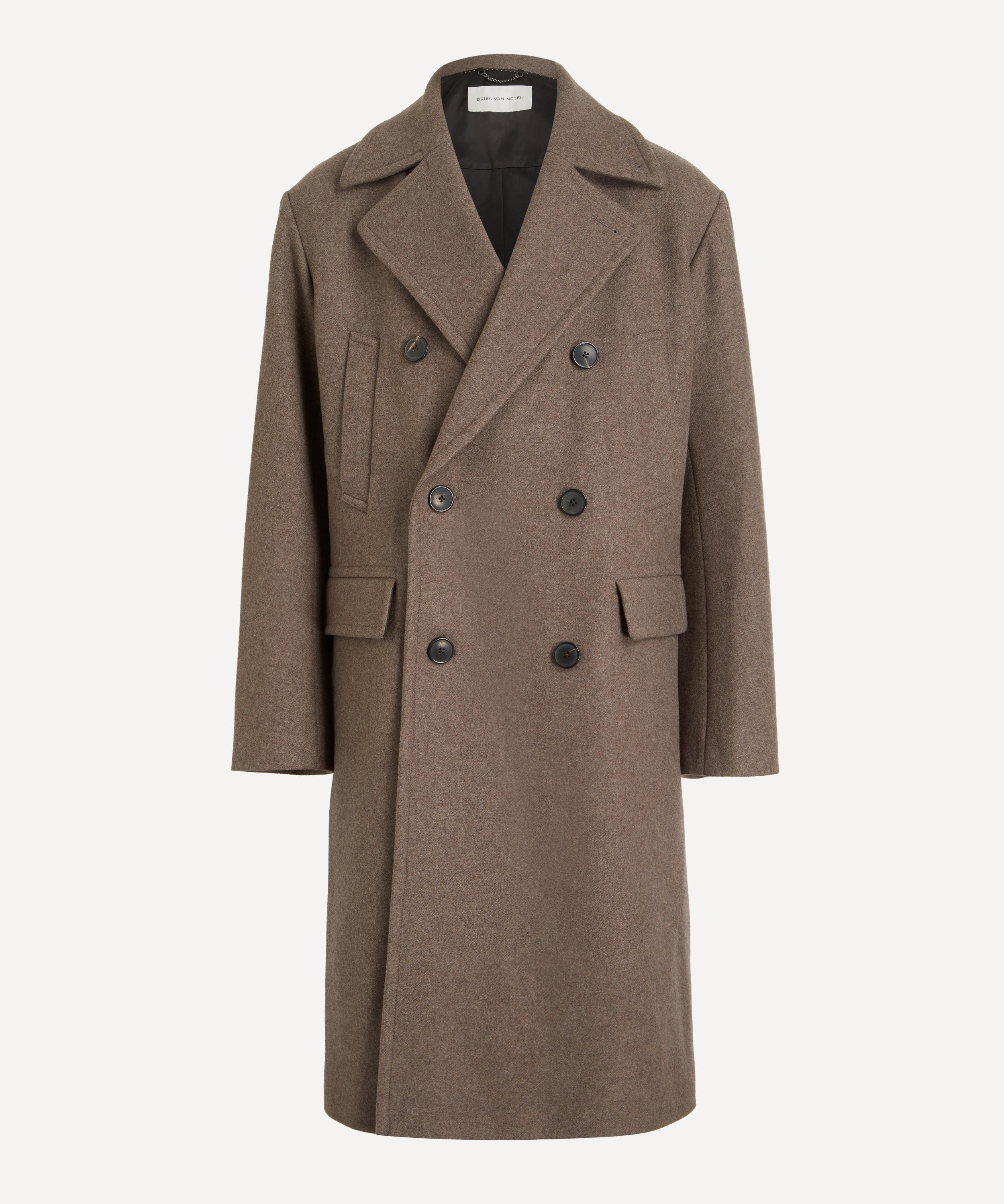 Dries Van Noten - Taupe Double-Breasted Wool Coat image number 0