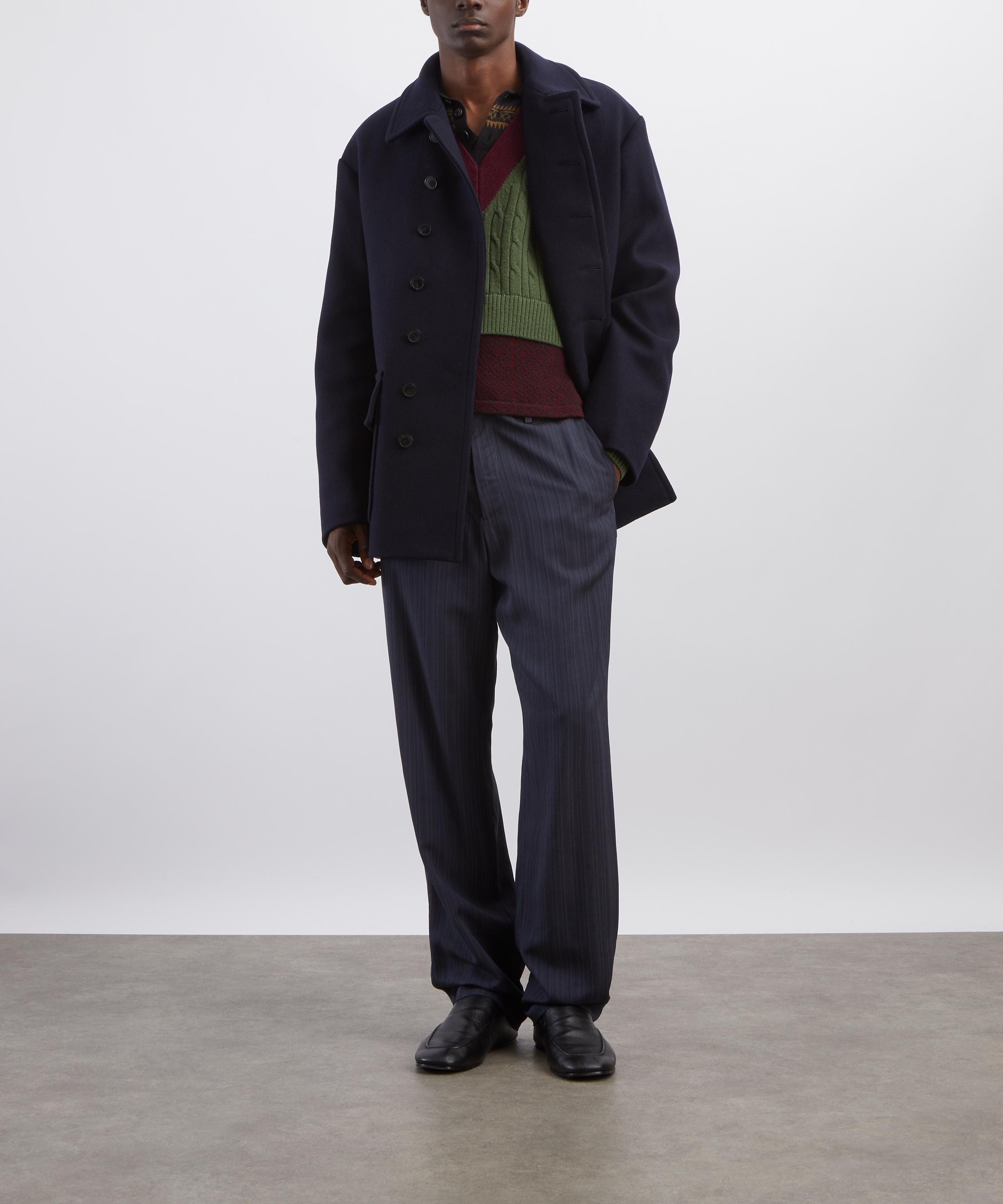 Dries Van Noten - Fitted Wool Coat in Navy image number 1