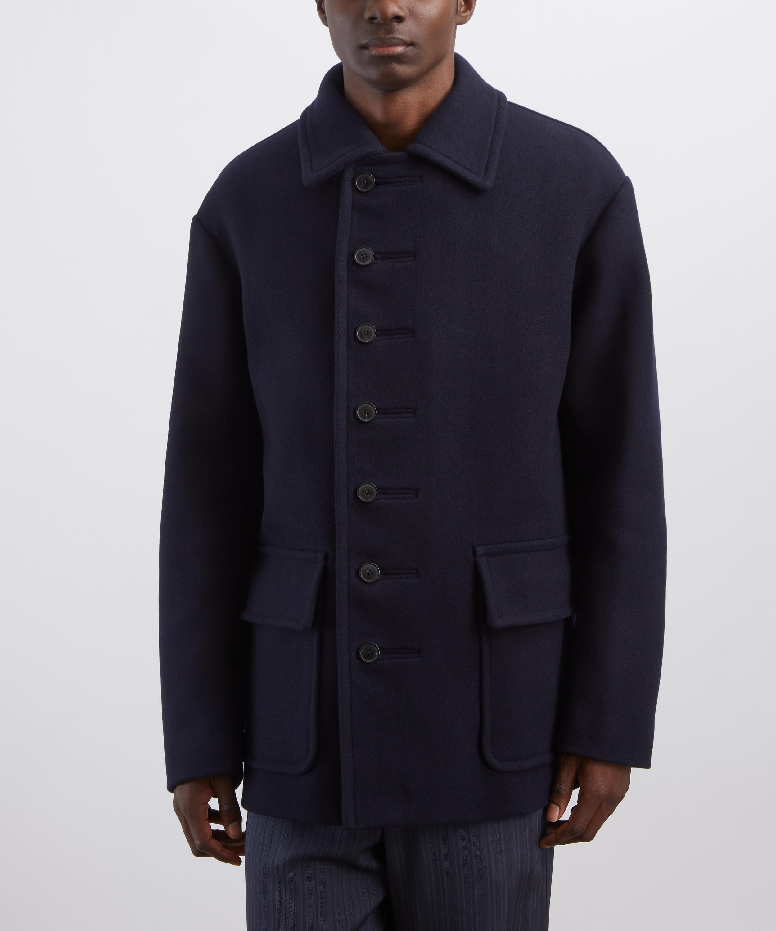 Dries Van Noten Fitted Wool Coat in Navy | Liberty