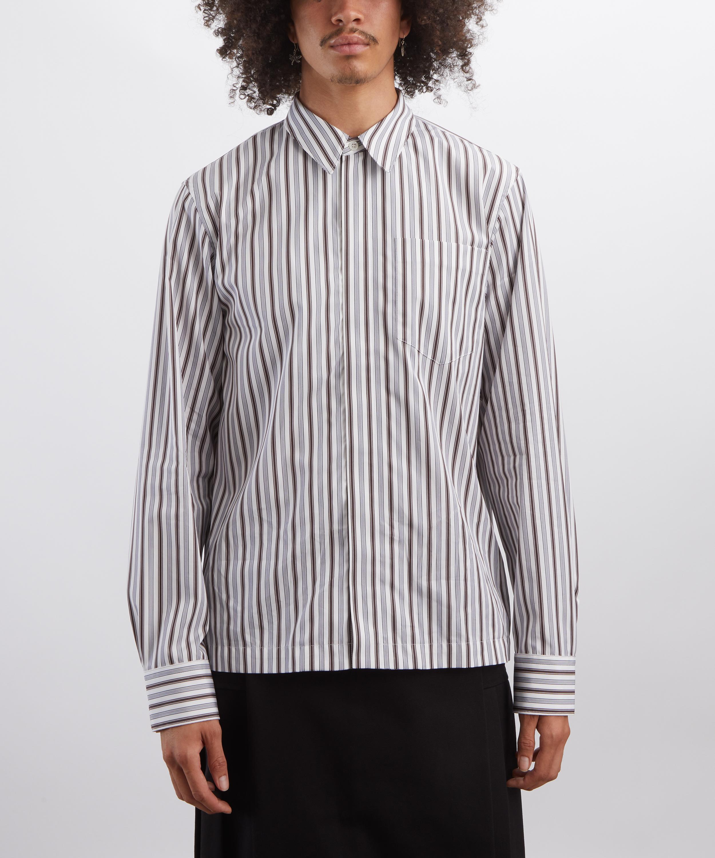 Dries Van Noten - Corran Zipped Shirt in Striped Poplin image number 2