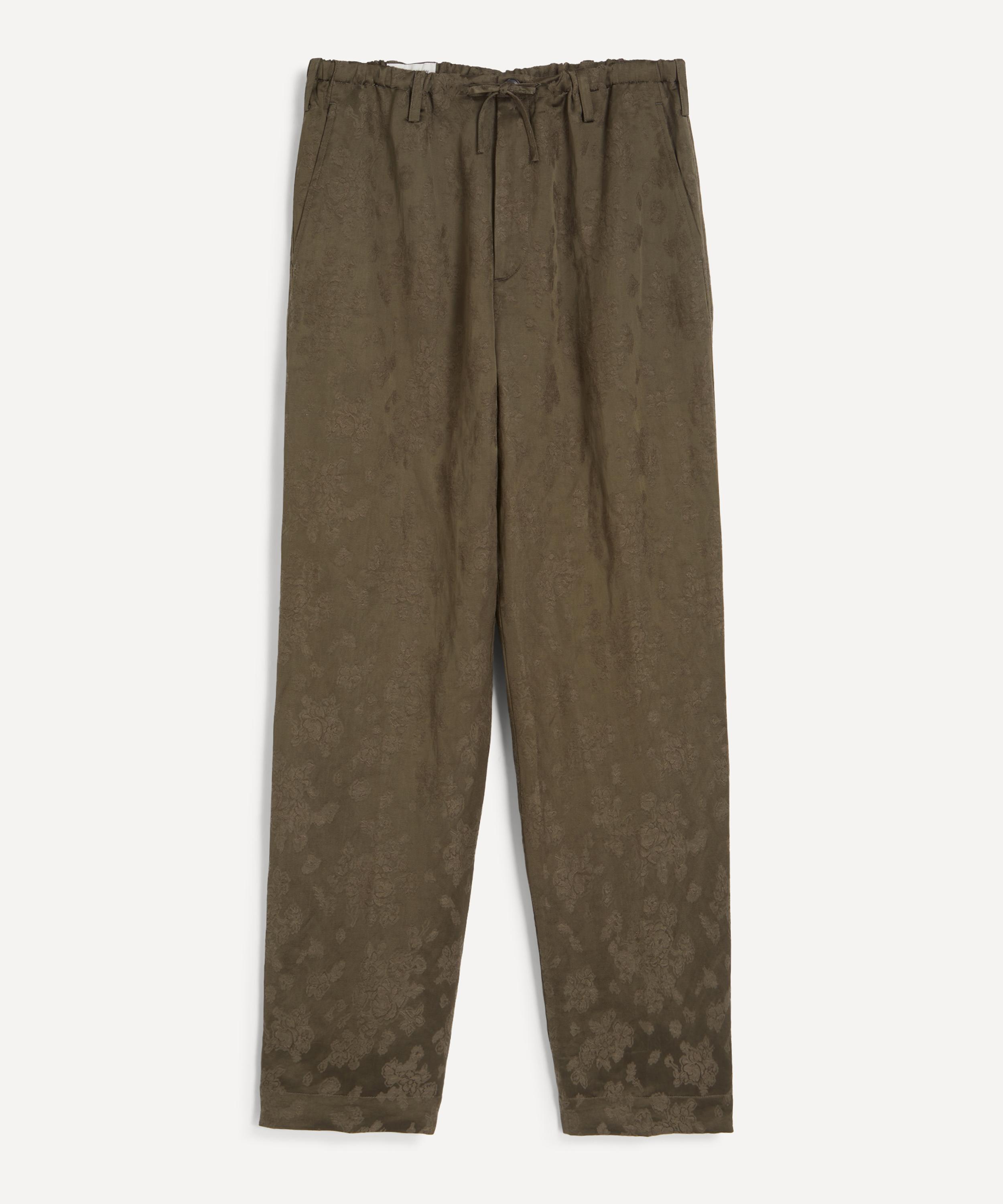 Dries Van Noten - Khaki Jacquard Drawstring Trousers image number 0