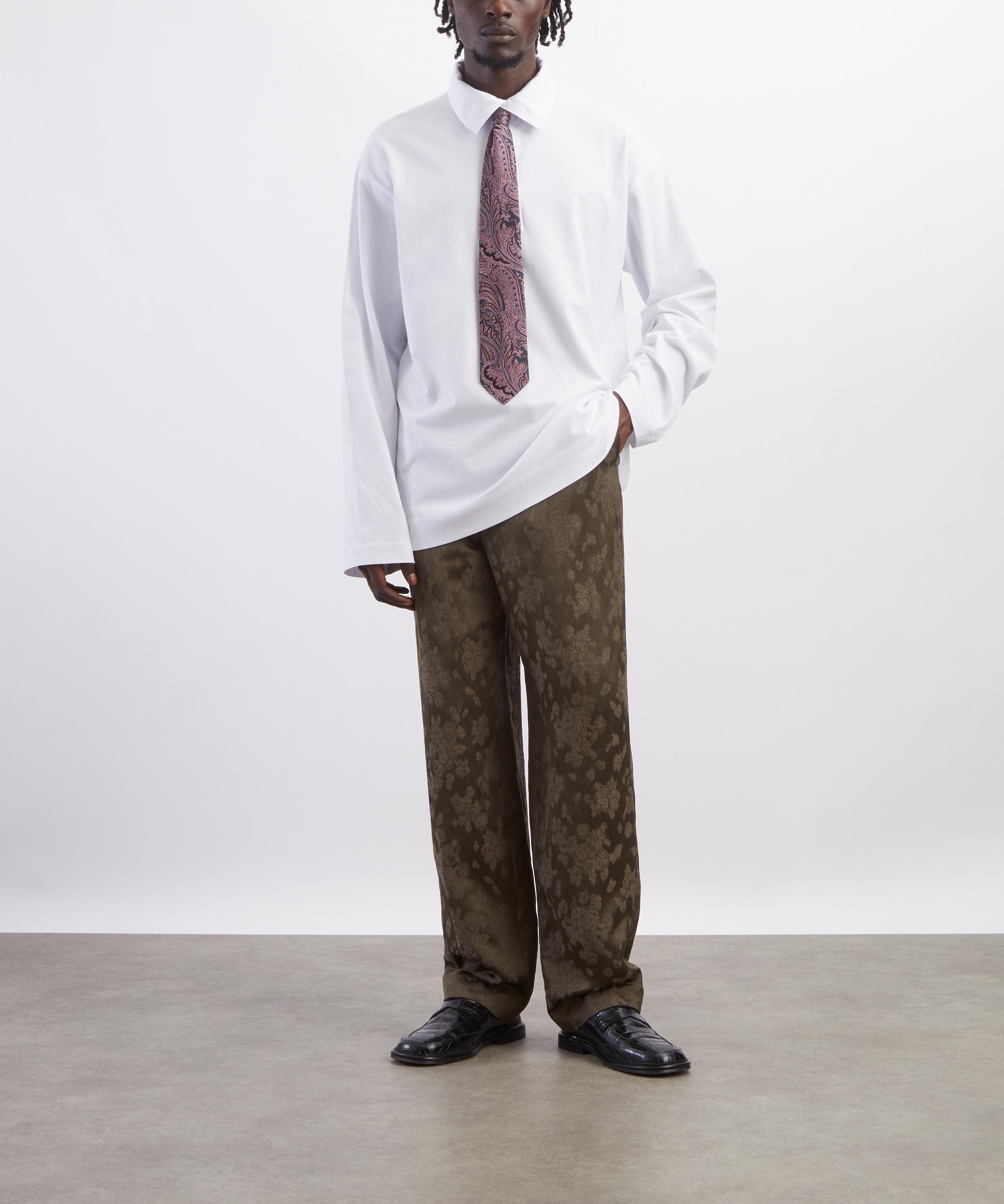Dries Van Noten - Khaki Jacquard Drawstring Trousers image number 1