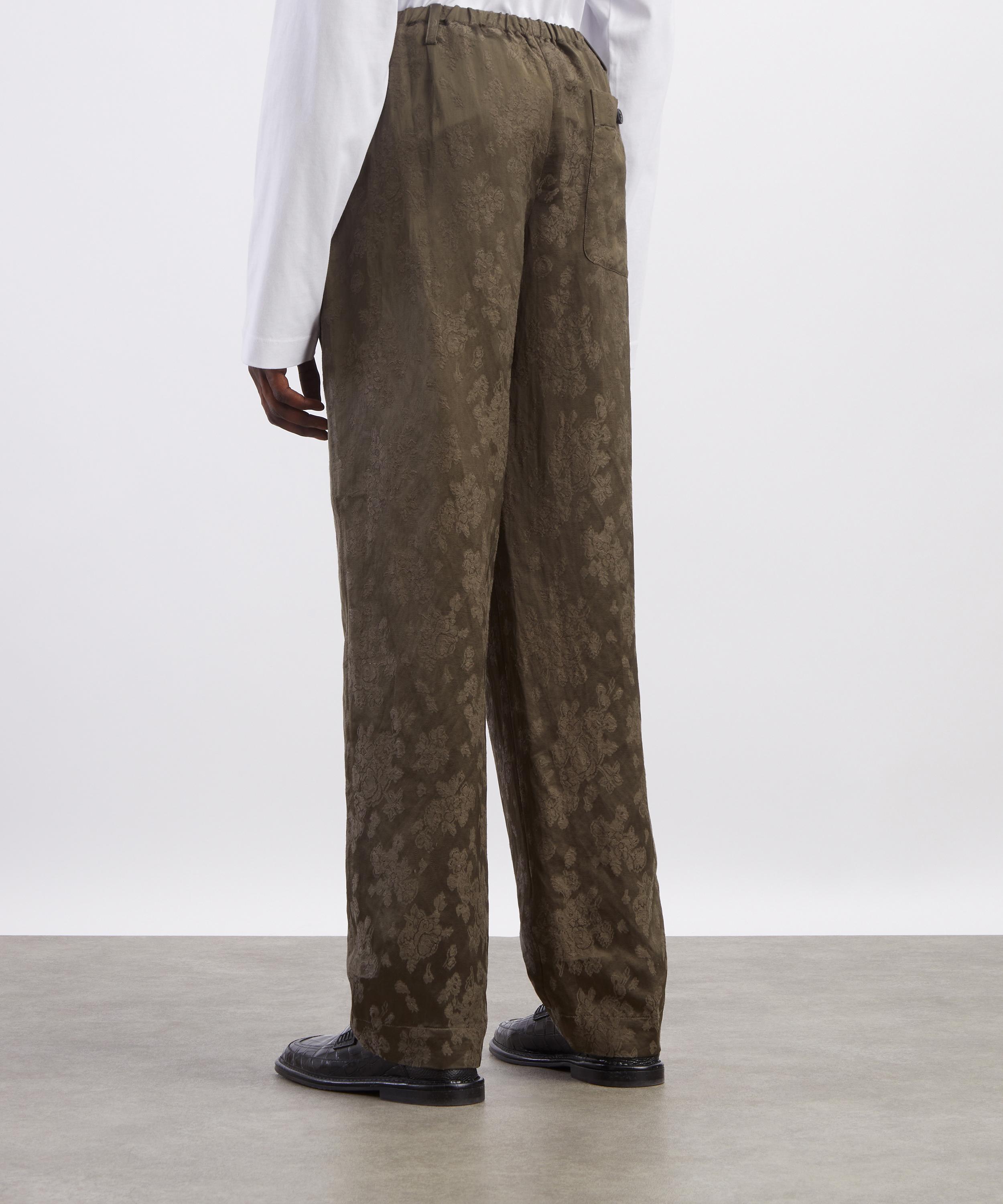 Dries Van Noten - Khaki Jacquard Drawstring Trousers image number 3