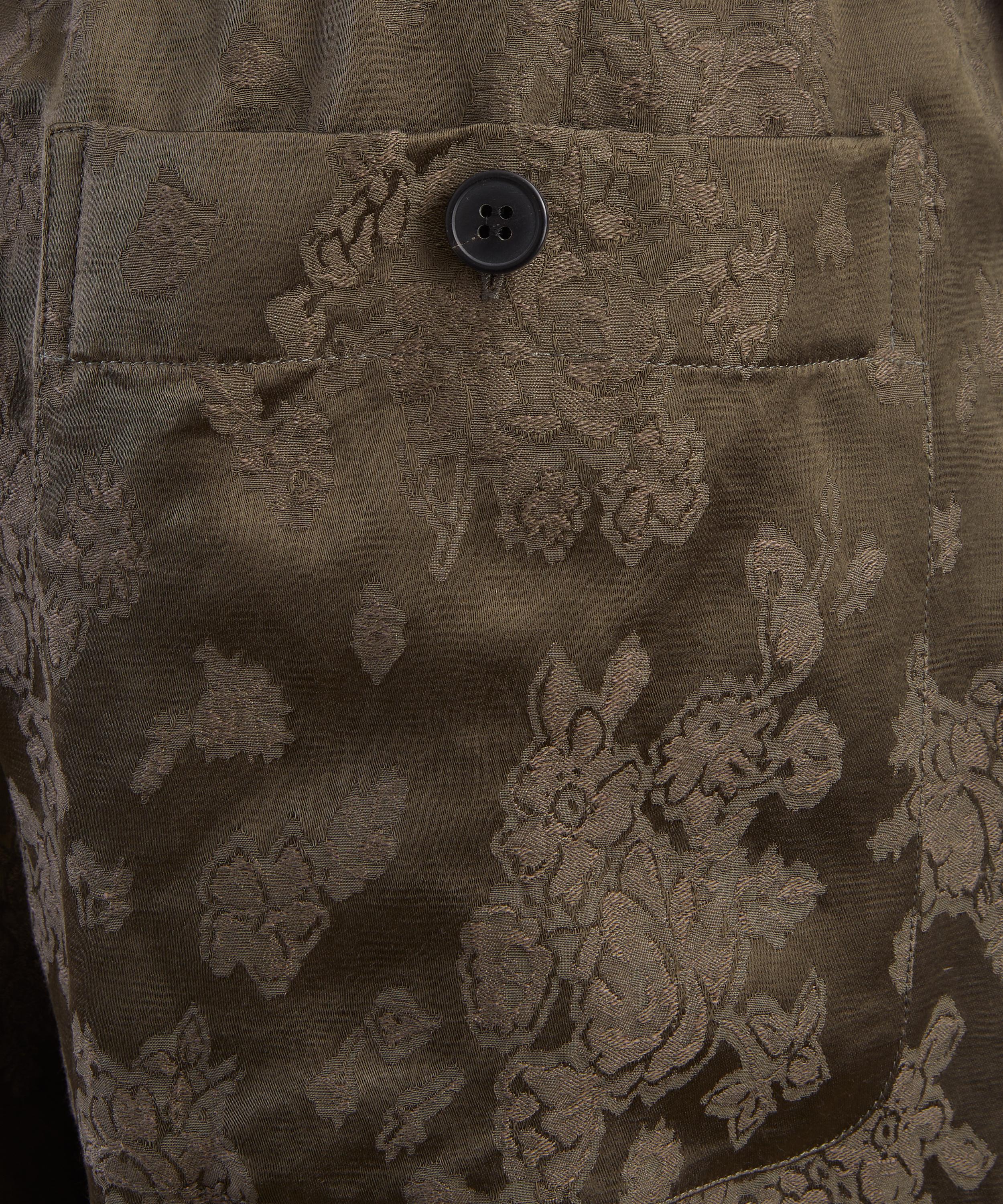 Dries Van Noten - Khaki Jacquard Drawstring Trousers image number 4